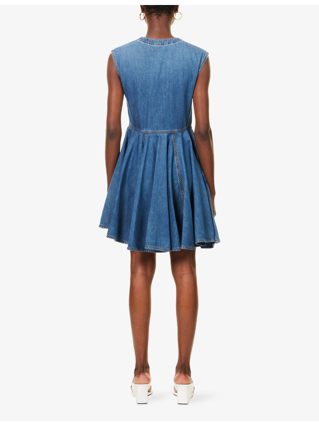 Flared Wrap Denim Mini Dress - 4