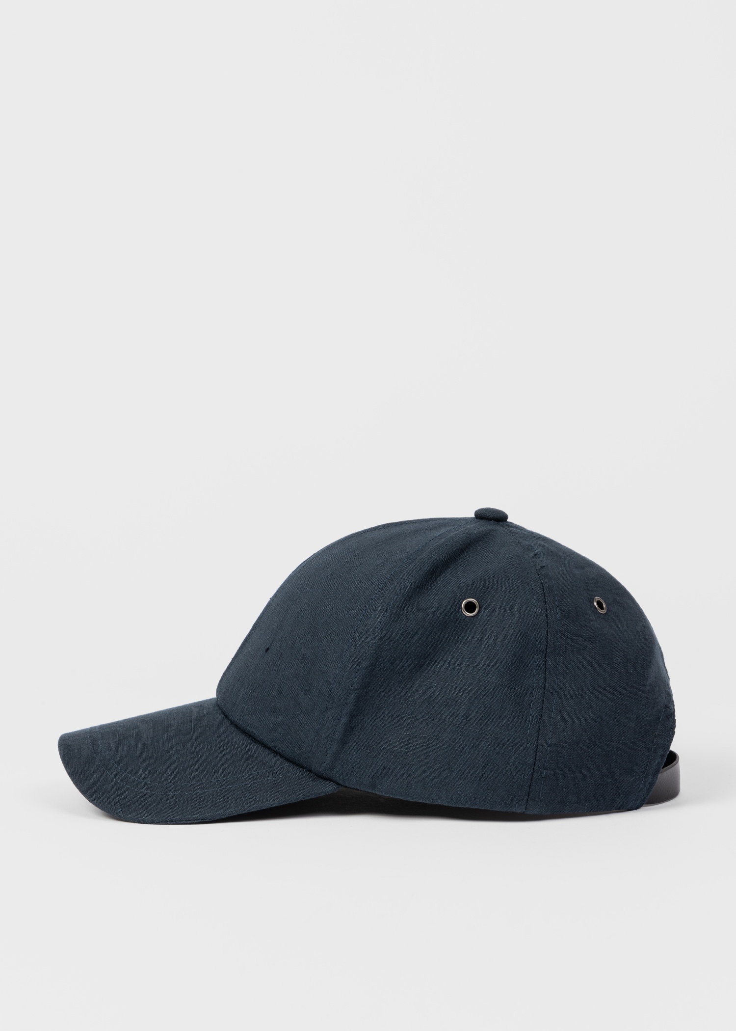 Dark Navy Linen Signature Stripe Trim Cap - 5