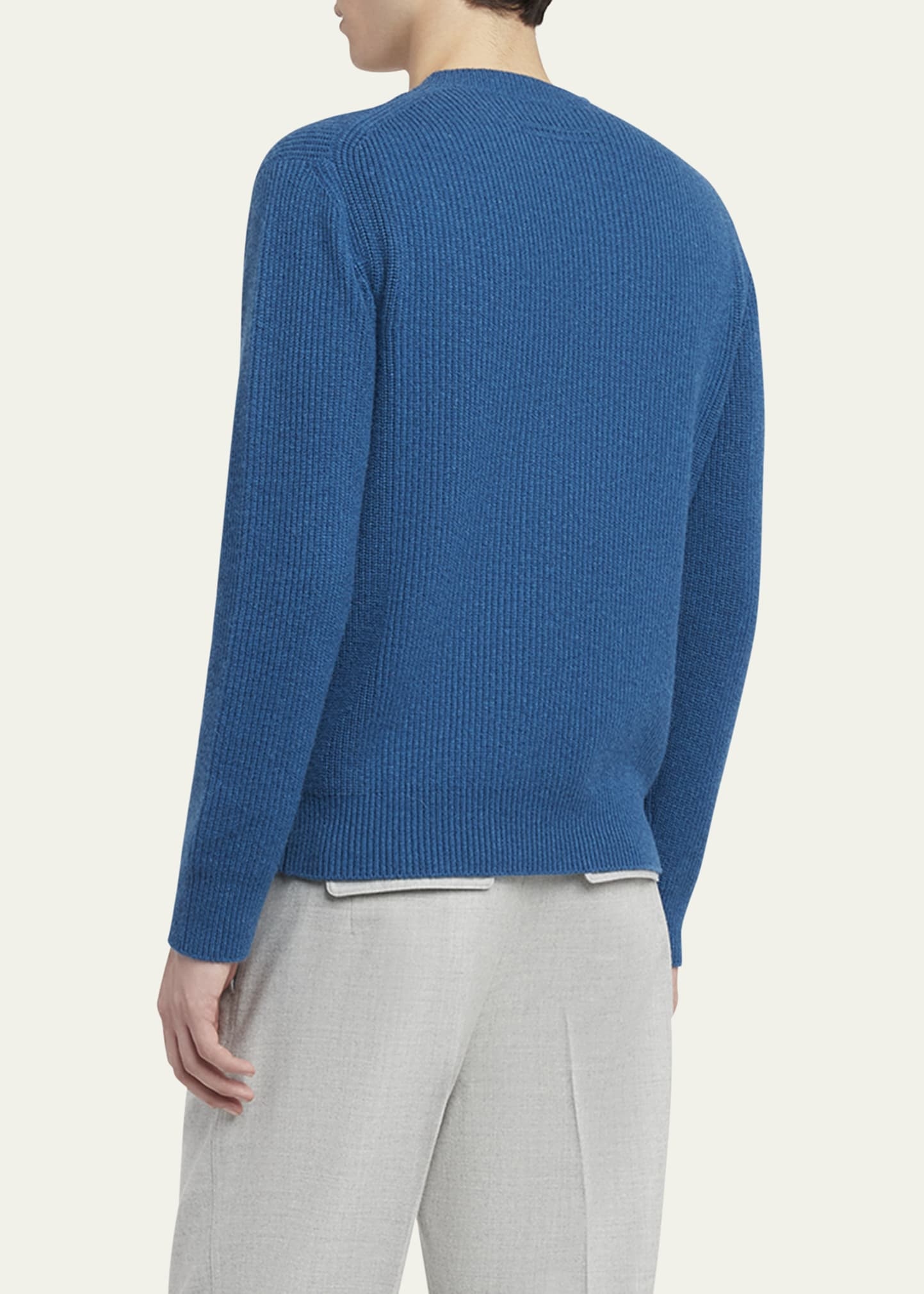Men's Oasi Cashmere Ribbed Crewneck Sweater - 3