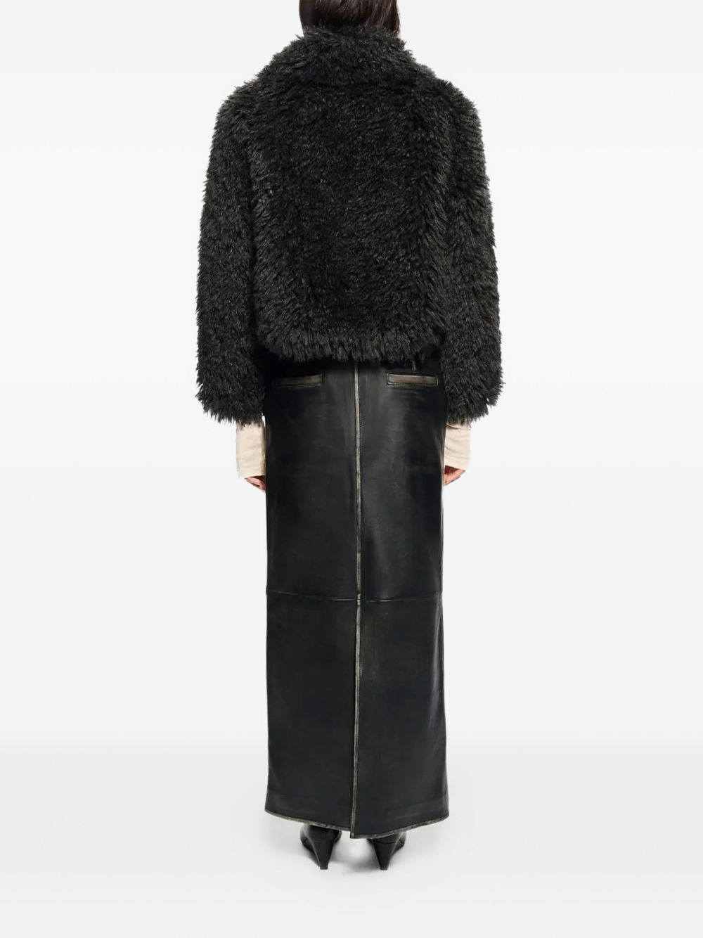 teddy-texture zip-up jacket - 4