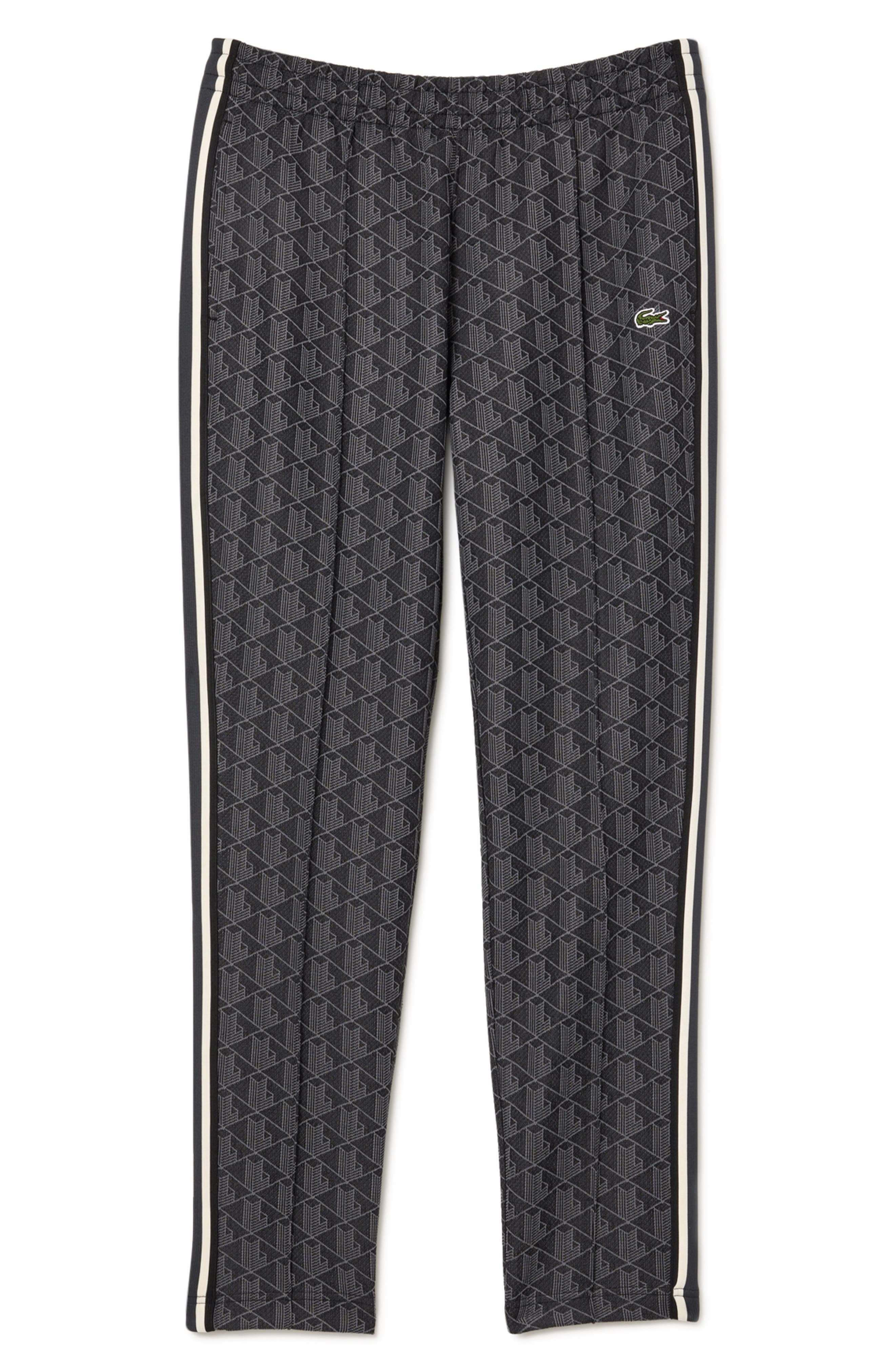 Lacoste Regular Fit Geo Print Track Pants in Black/Graphite at Nordstrom - 3