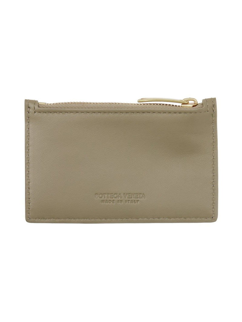 Bottega Veneta Taupe Zipped Card Holder outlook