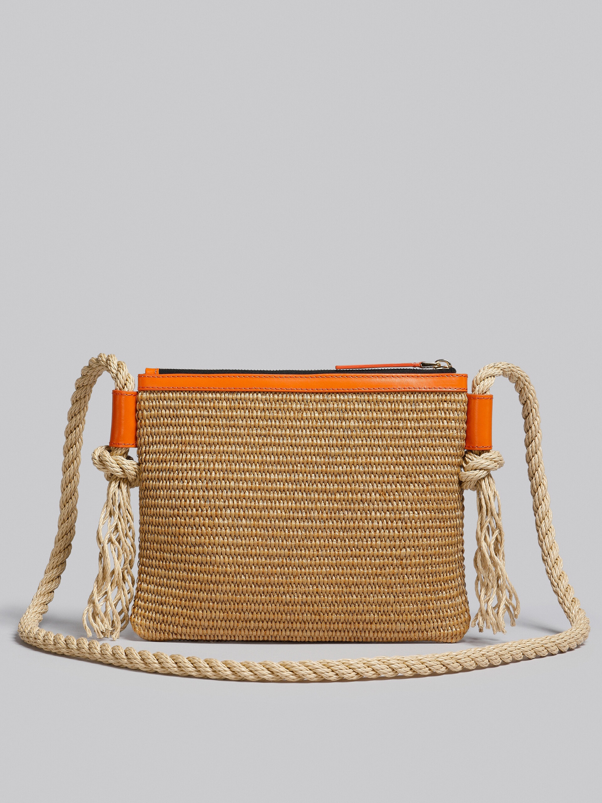 MARNI X NO VACANCY INN - MARCEL ZIP POCHETTE IN RAFFIA WITH ORANGE TRIMS - 3