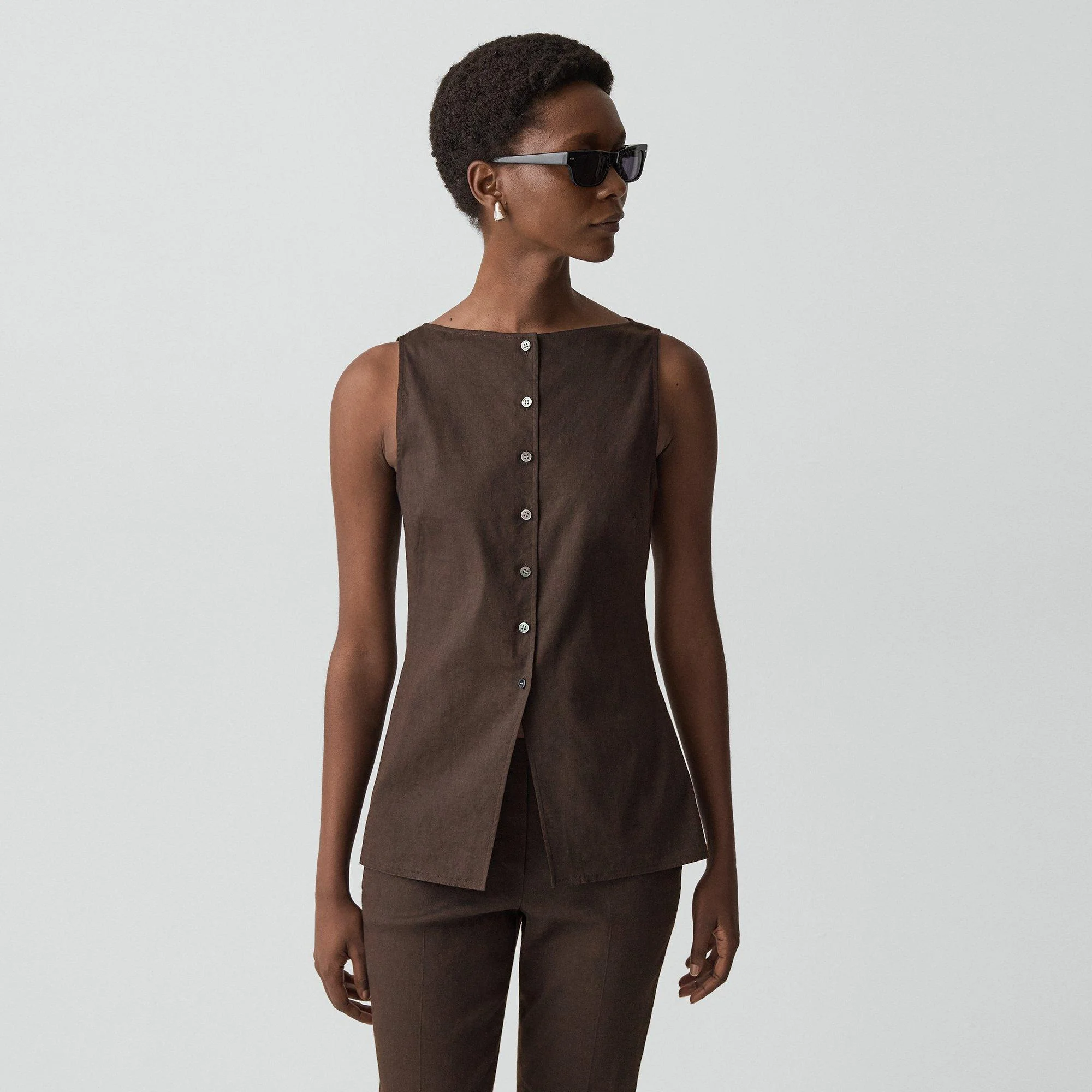 Boatneck Cutaway Top in Good Linen - 1