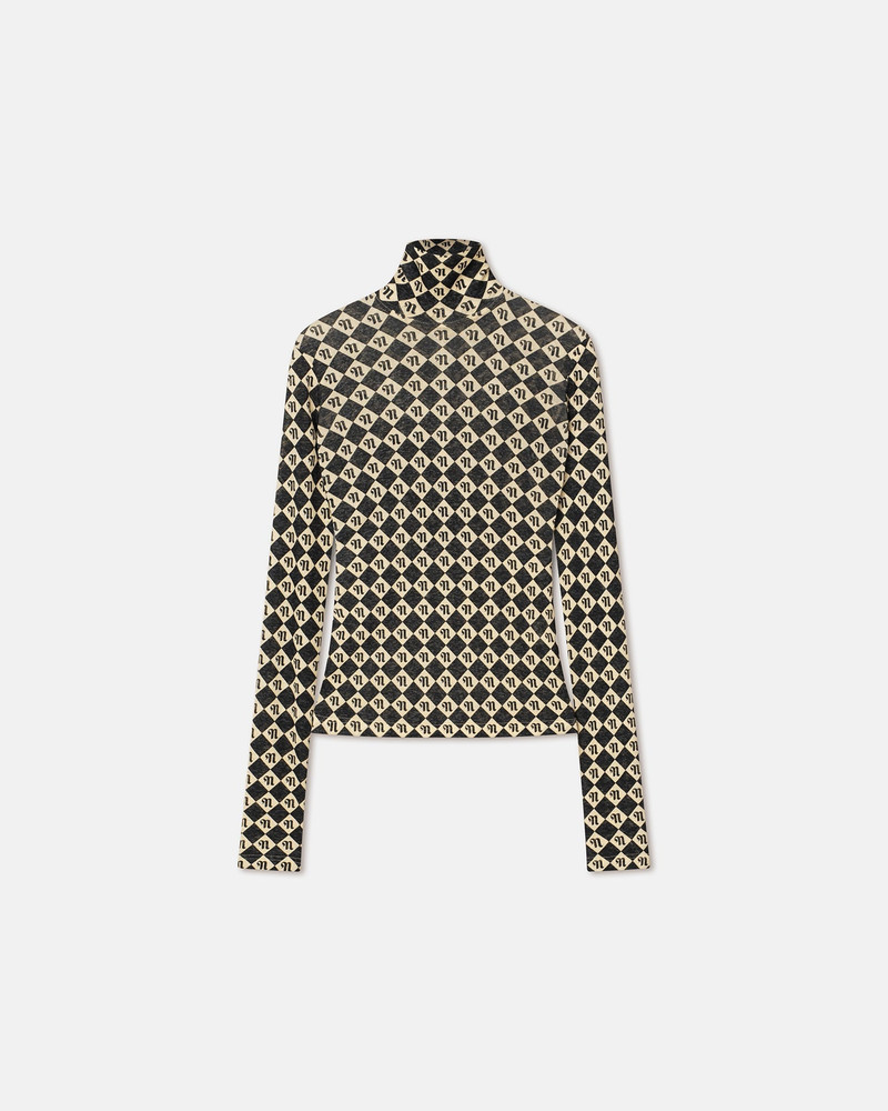 Sale Mesh-Jersey Turtleneck Top 1