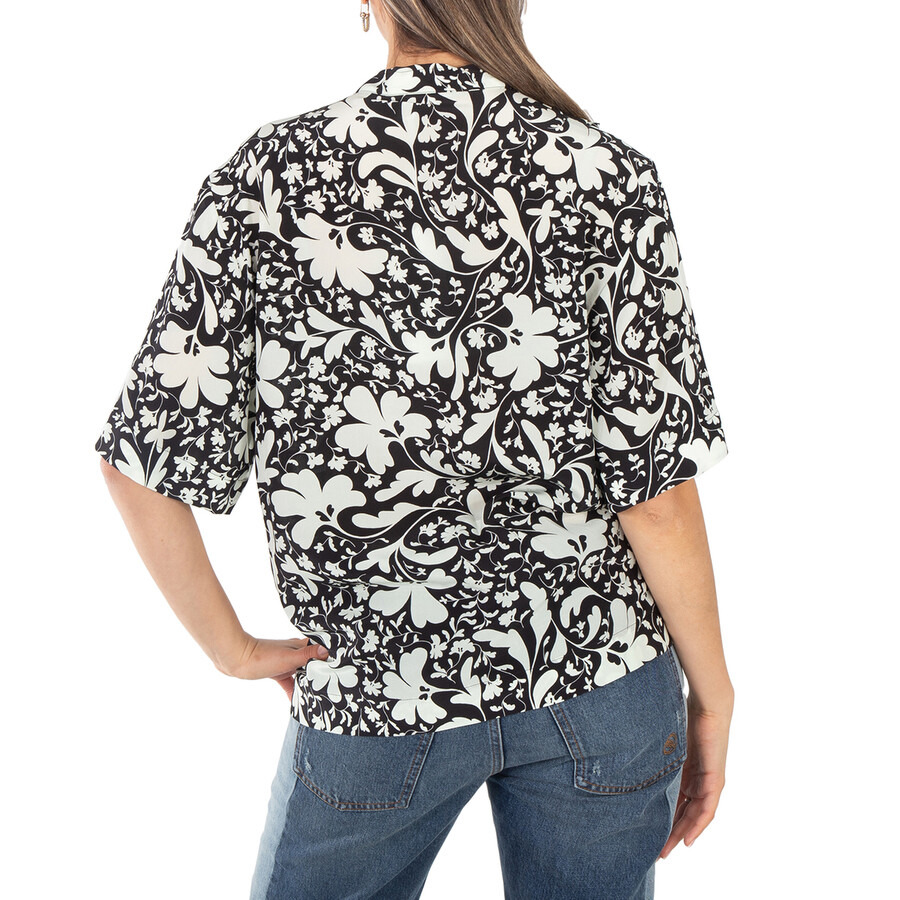Stella McCartney Black Silk Foral Print Blouse - 6