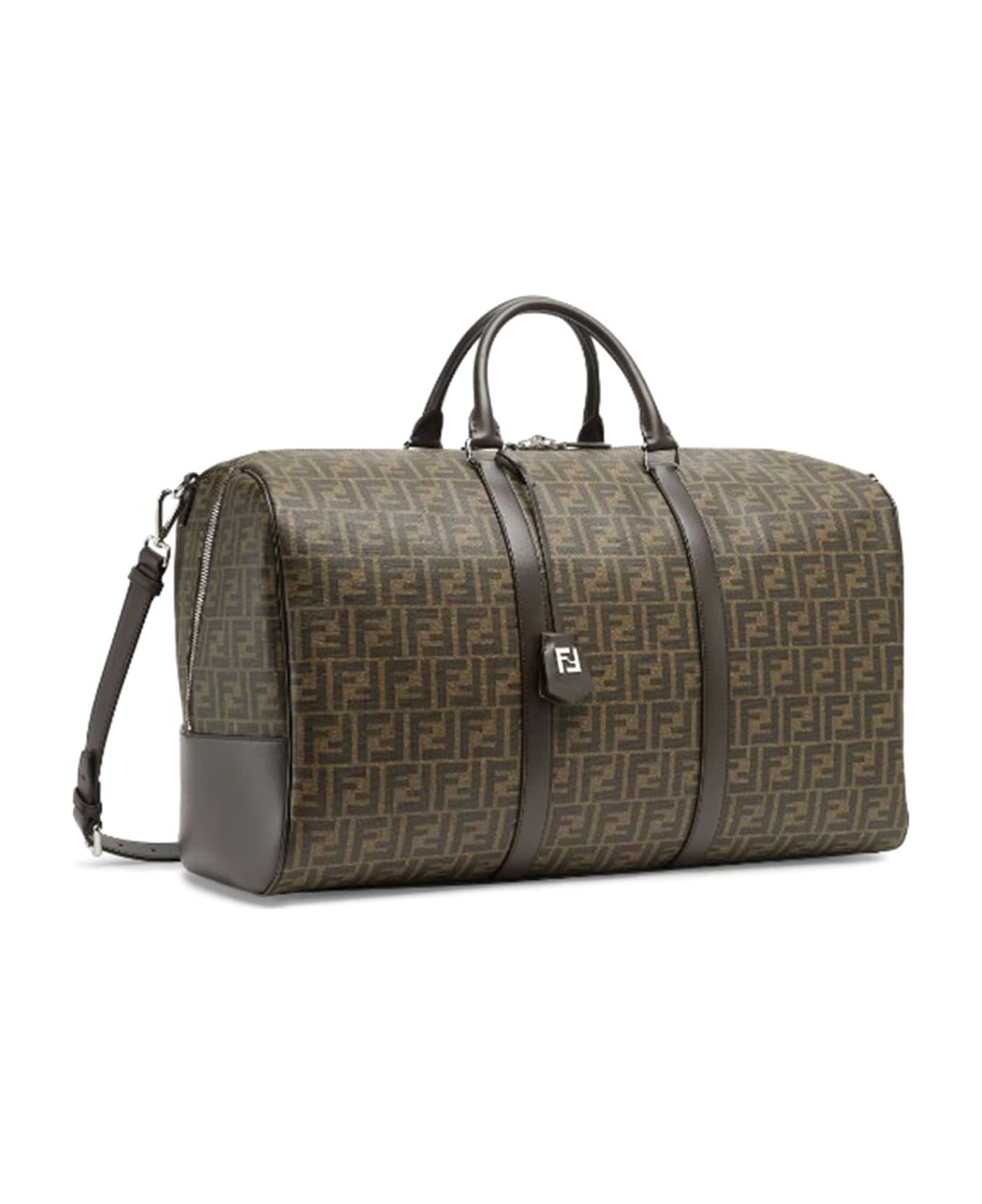 Large Duffle Bag In Brown Ff Fabric - 2