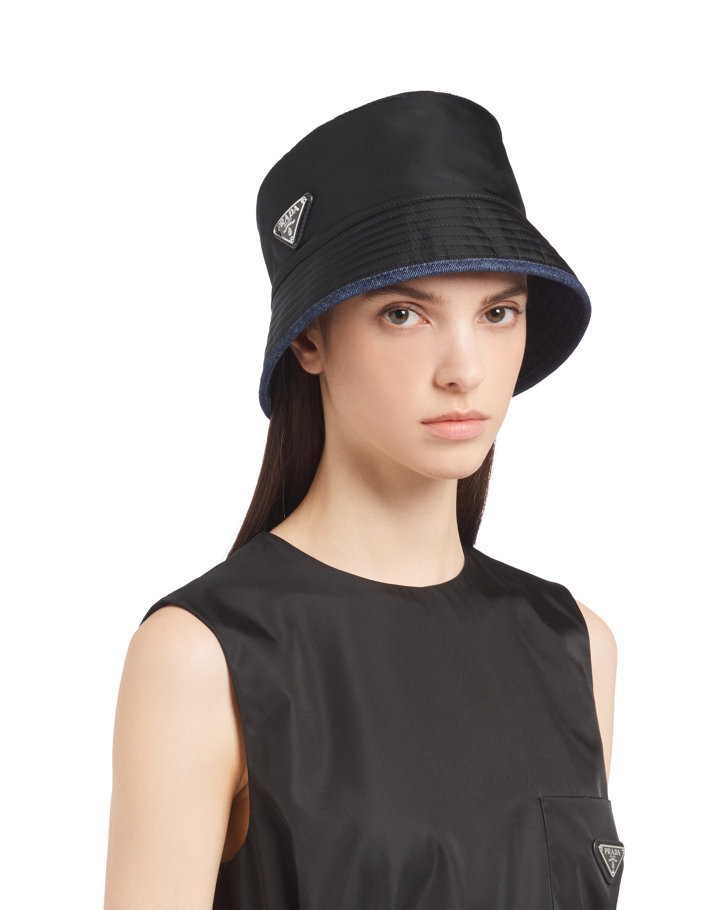 Re-Nylon and denim bucket hat - 2
