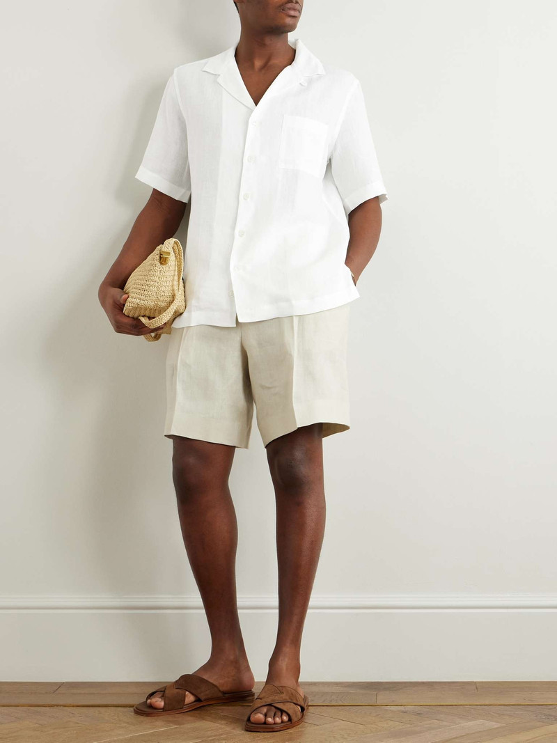 LARDINI Convertible-Collar Linen Shirt outlook