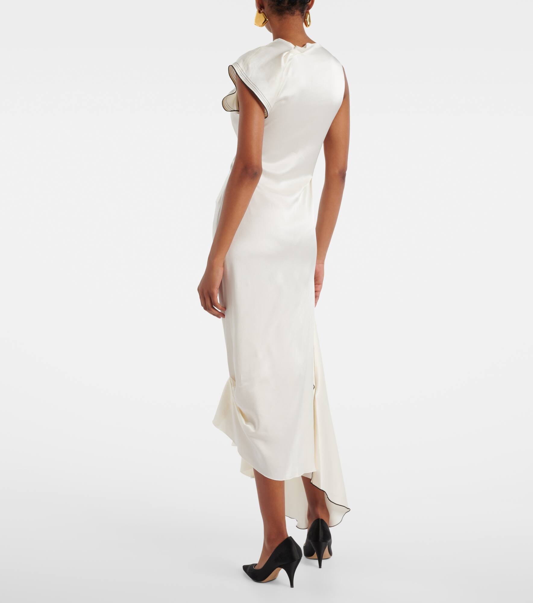 Gathered draped satin midi dress - 3
