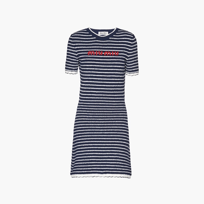 Bouclé cotton crew-neck mini-dress - 2