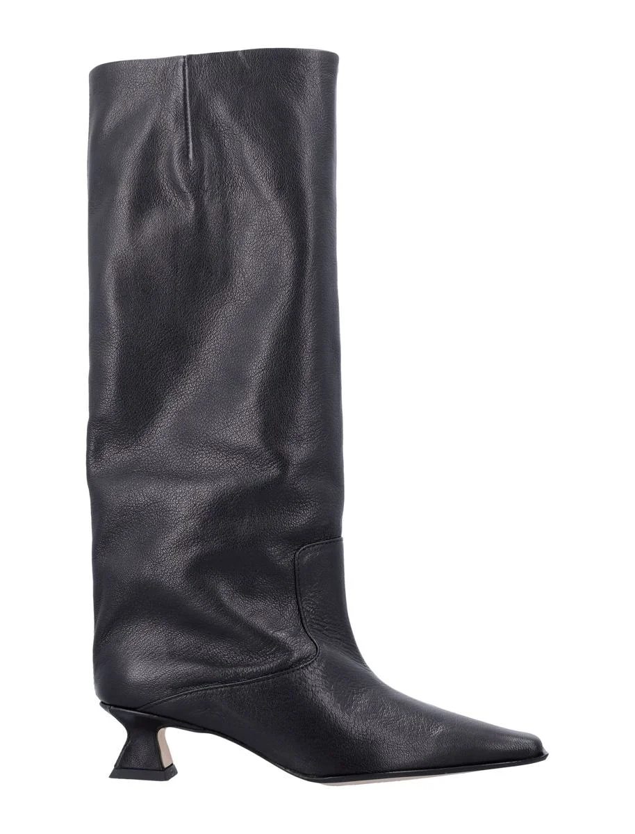 Miista Effie Black Leather Knee Boot - 1