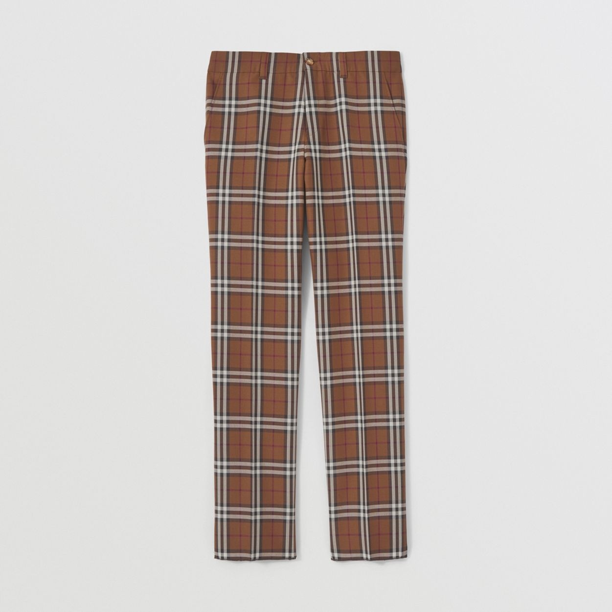 Check Wool Cropped Tailored Trousers - 1