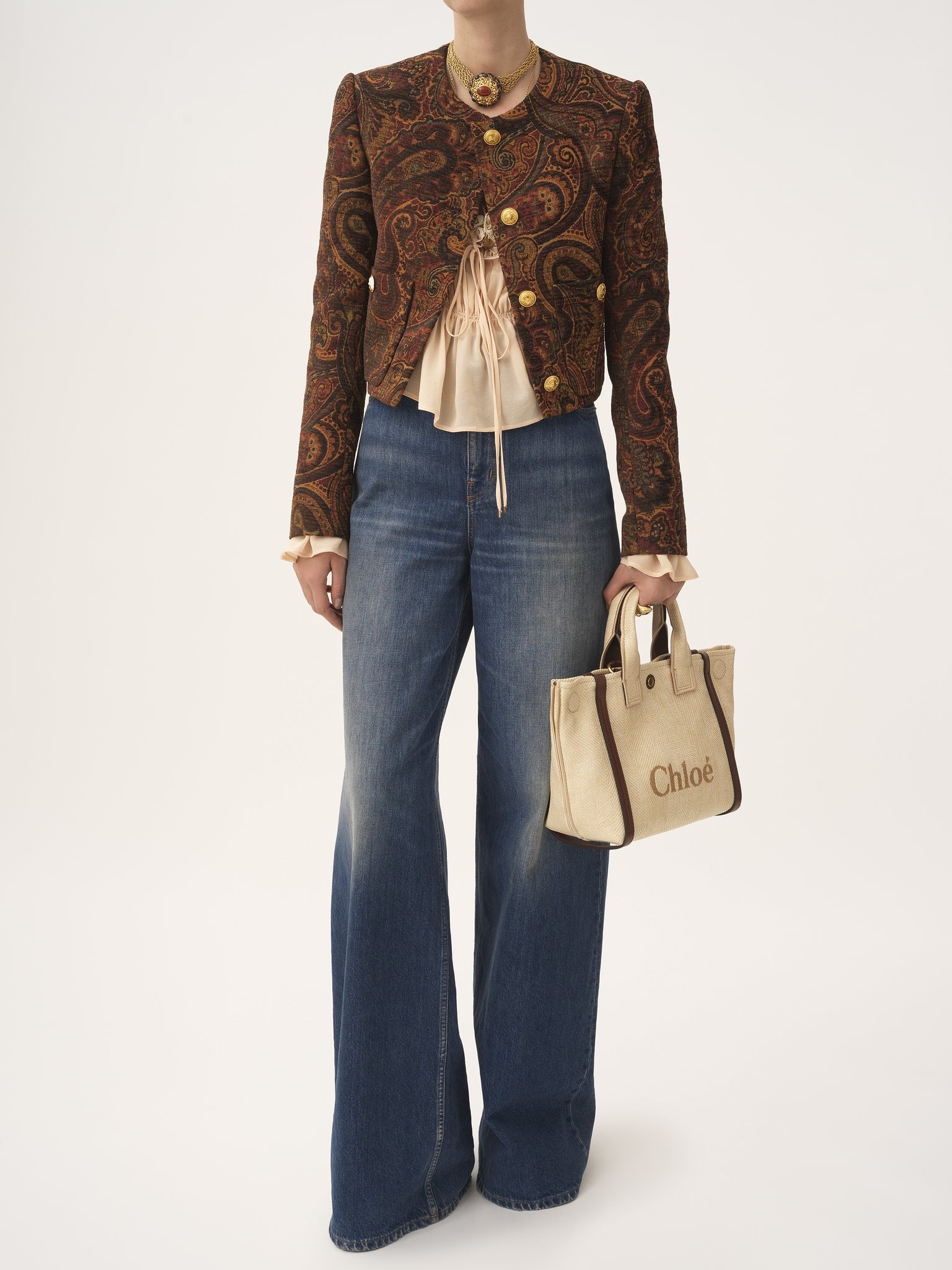 SMALL CHLOÉ CARRY TOTE BAG IN RAFFIA-EFFECT FIBERS - 7