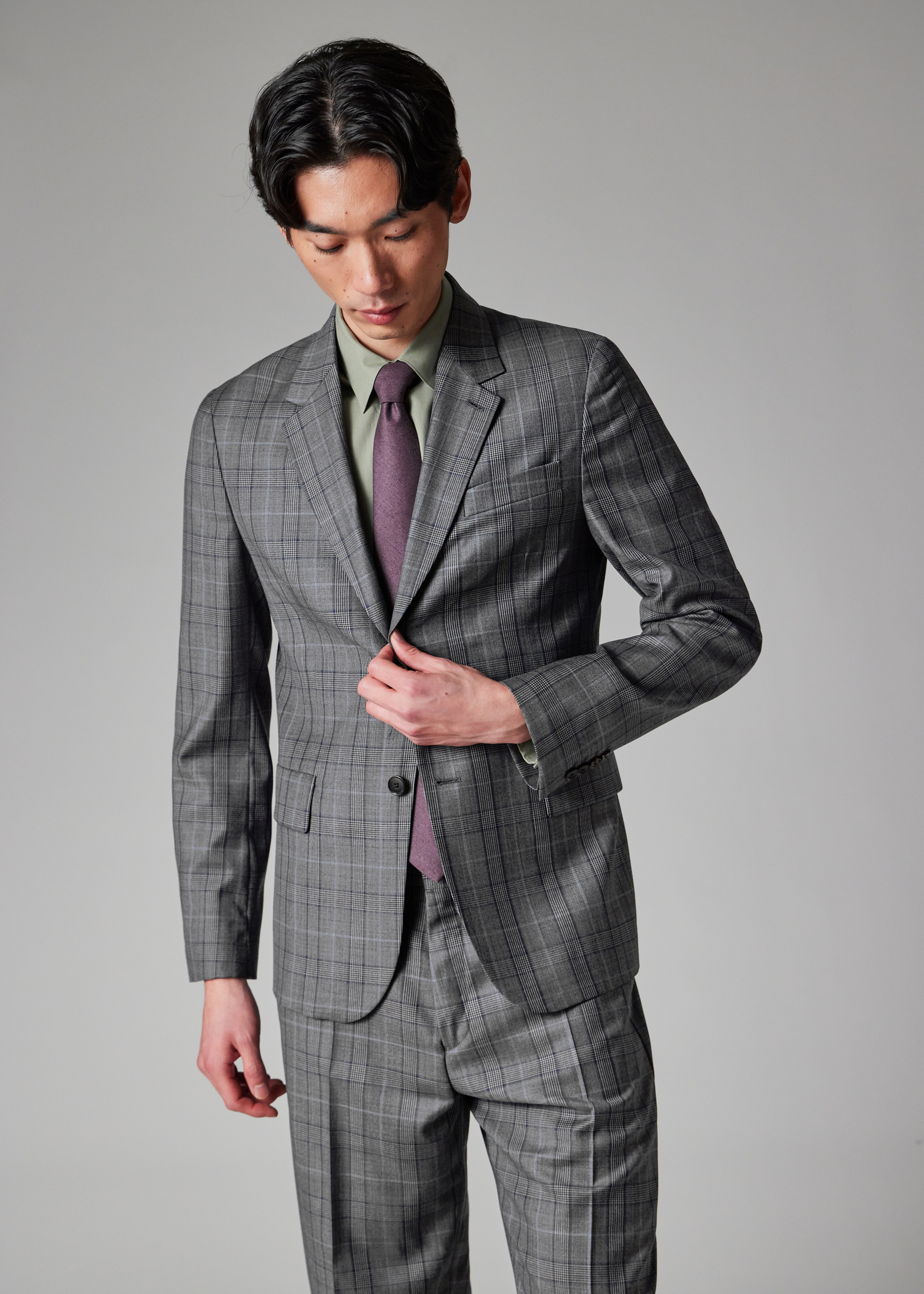 Grey Wool Check Suit - 14