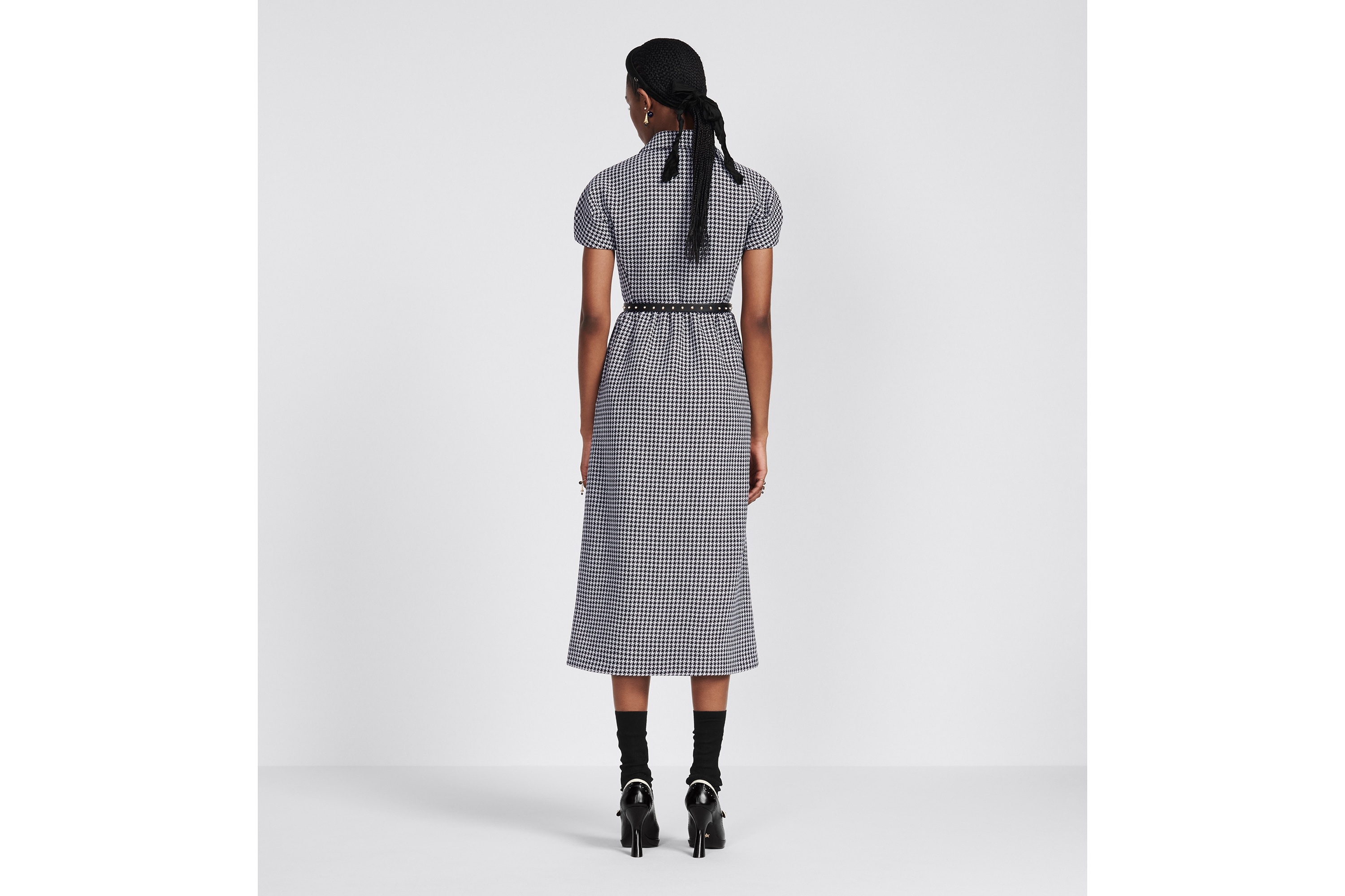 Regular-Fit Mid-Length Dress with Puff Sleeves - 6