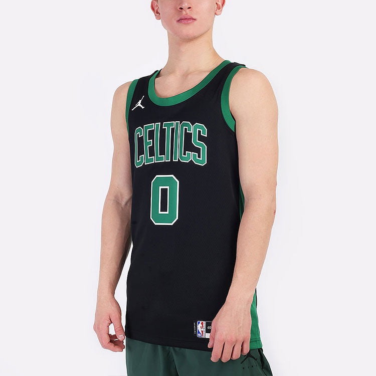 Air Jordan NBA Sports Basketball Jersey Vest SW Fan Edition Boston Celtics Tatum No. 0 'Black Green' - 6