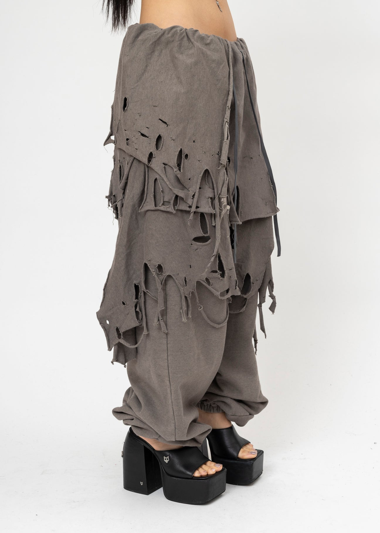 GREY DOUBLET PHANTOM FRAYED SWEATPANTS - 2