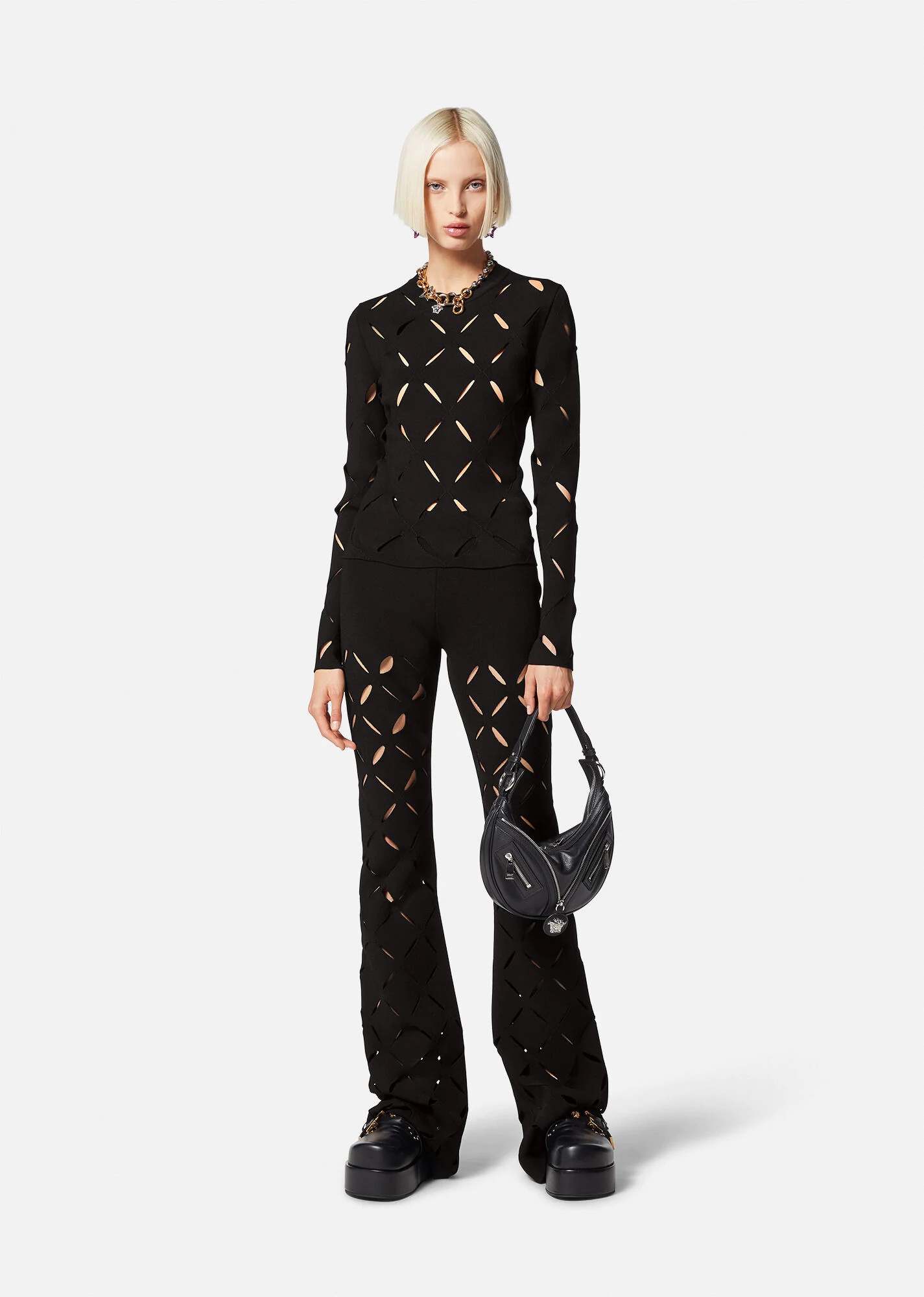 Slashed Knit Flared Pants - 2