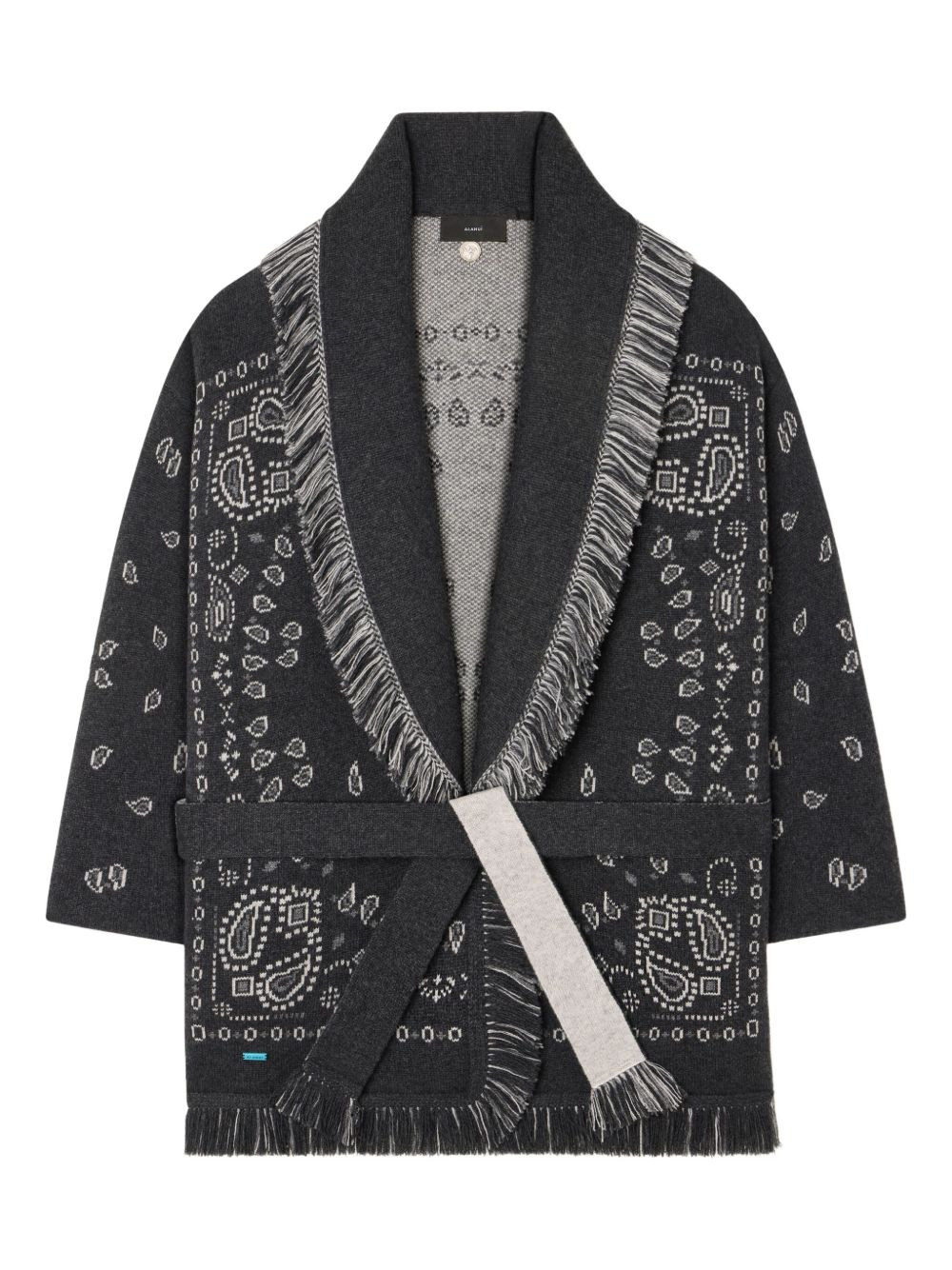 bandana-jacquard fringed cardigan - 1