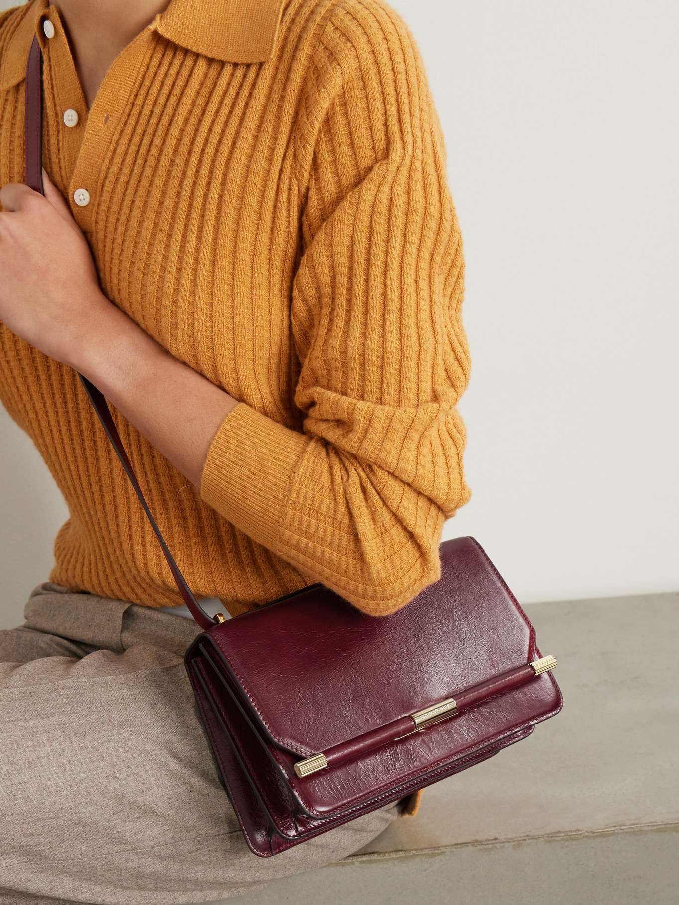 Victoria Beckham 202 leather crossbody bag Burgundy netaporter