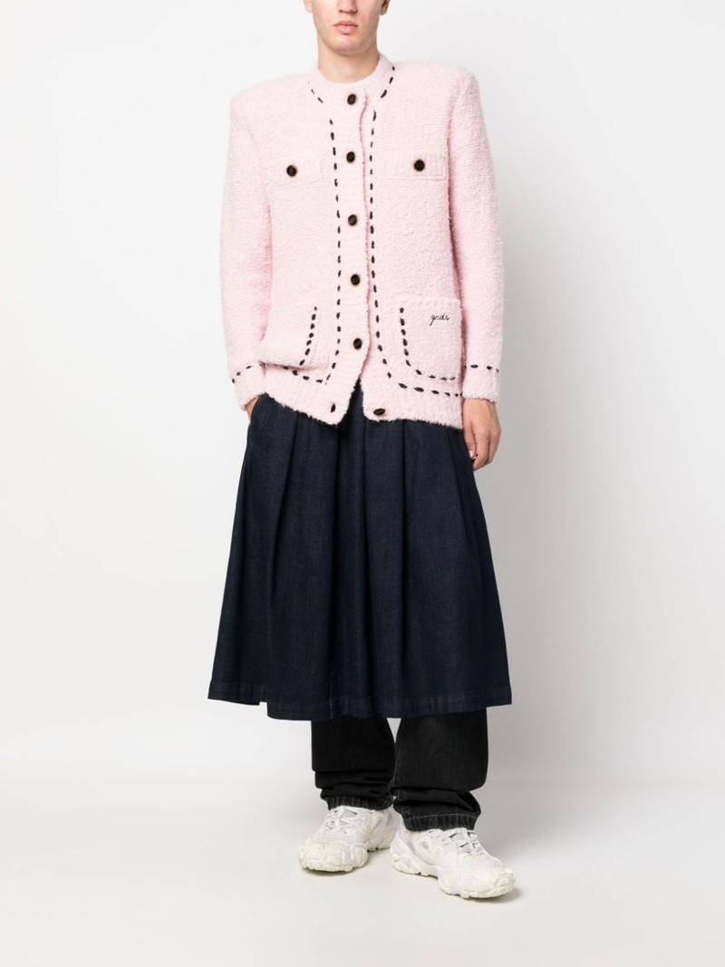 GCDS contrast-stitching bouclé jacket outlook