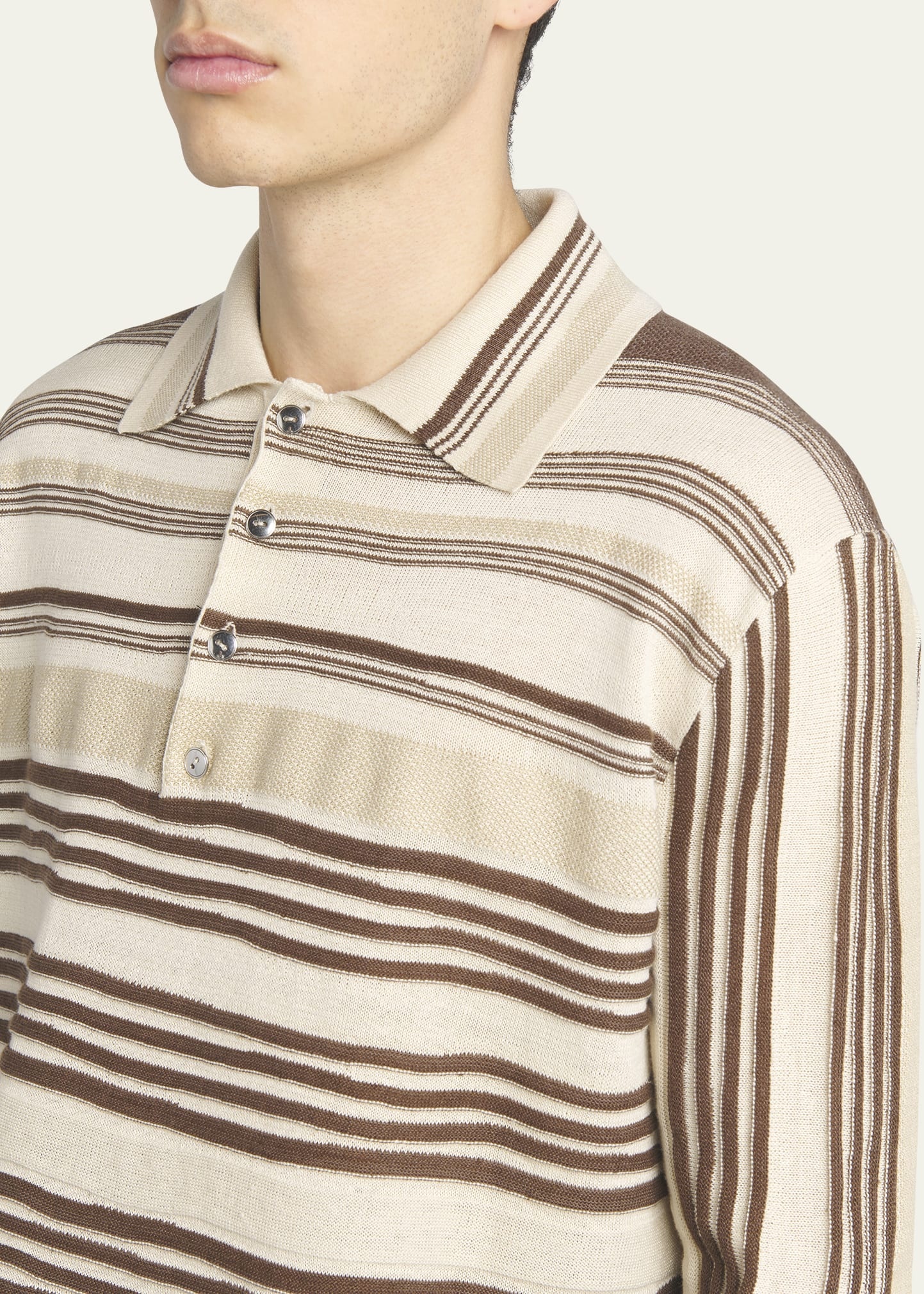 Men's Striped Linen-Blend Polo Shirt - 5