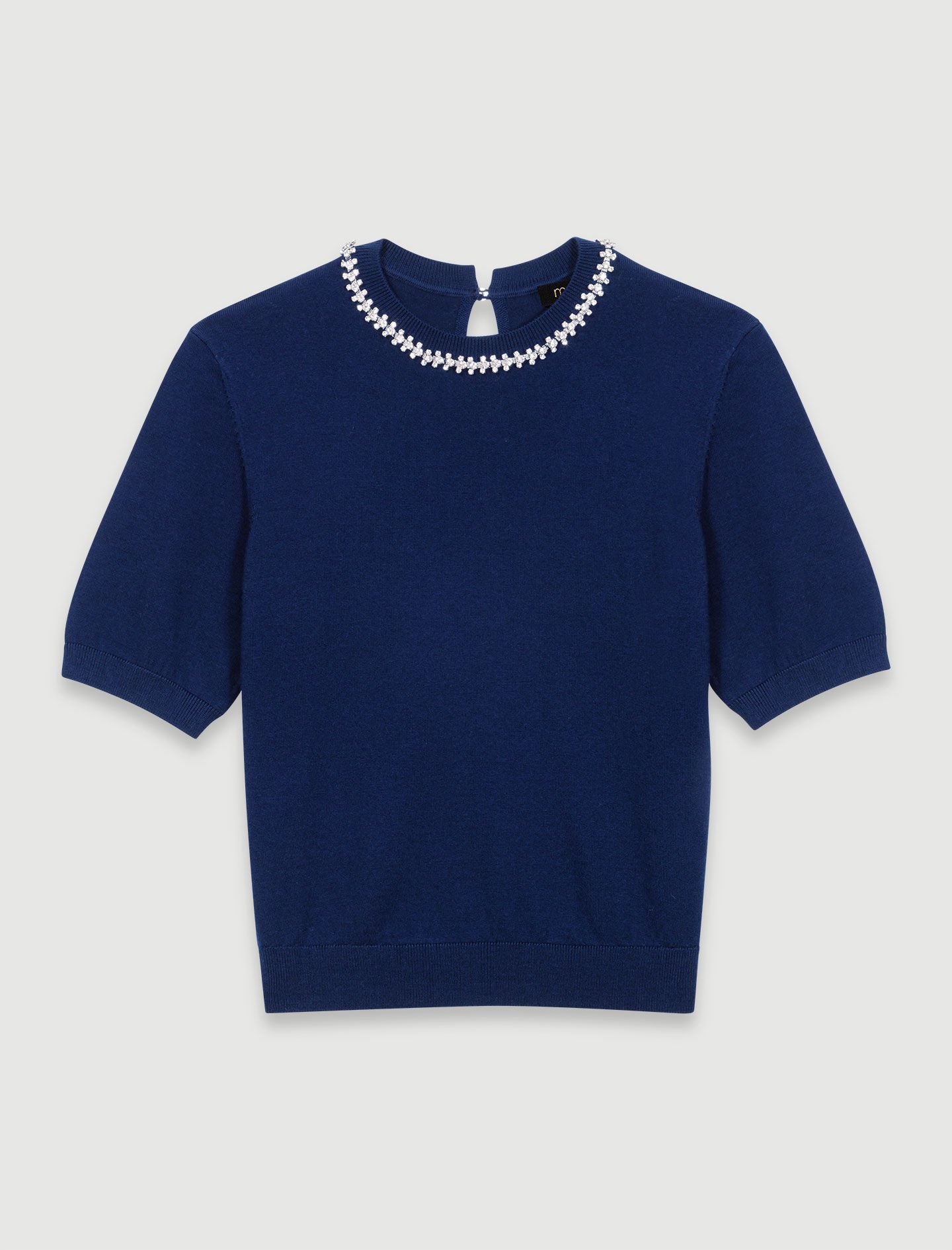 Knit crop jumper with rhinestones - 1