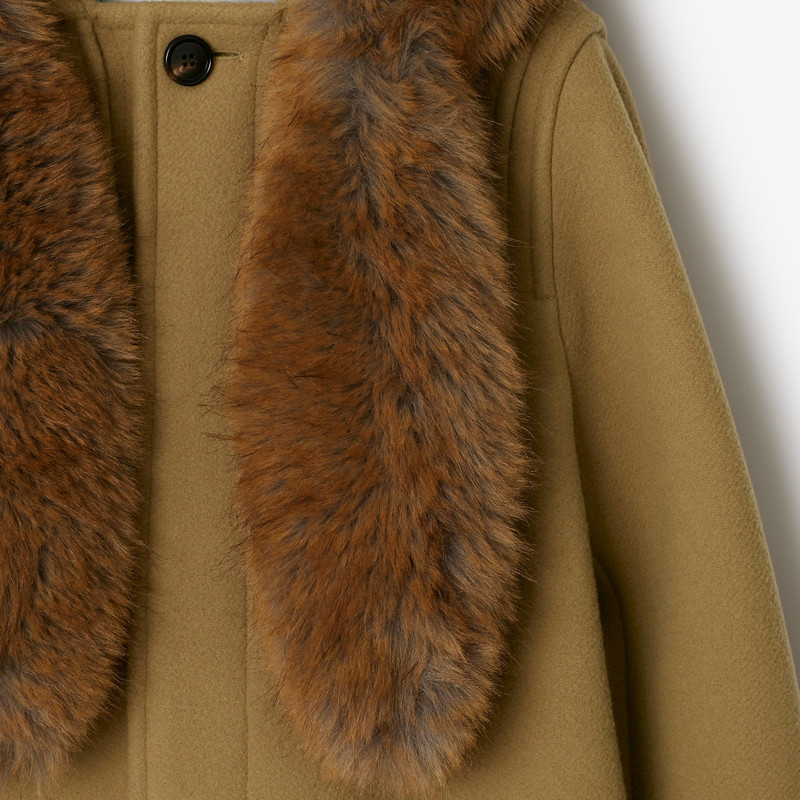 Faux Fur Trim Wool Duffle Coat 6