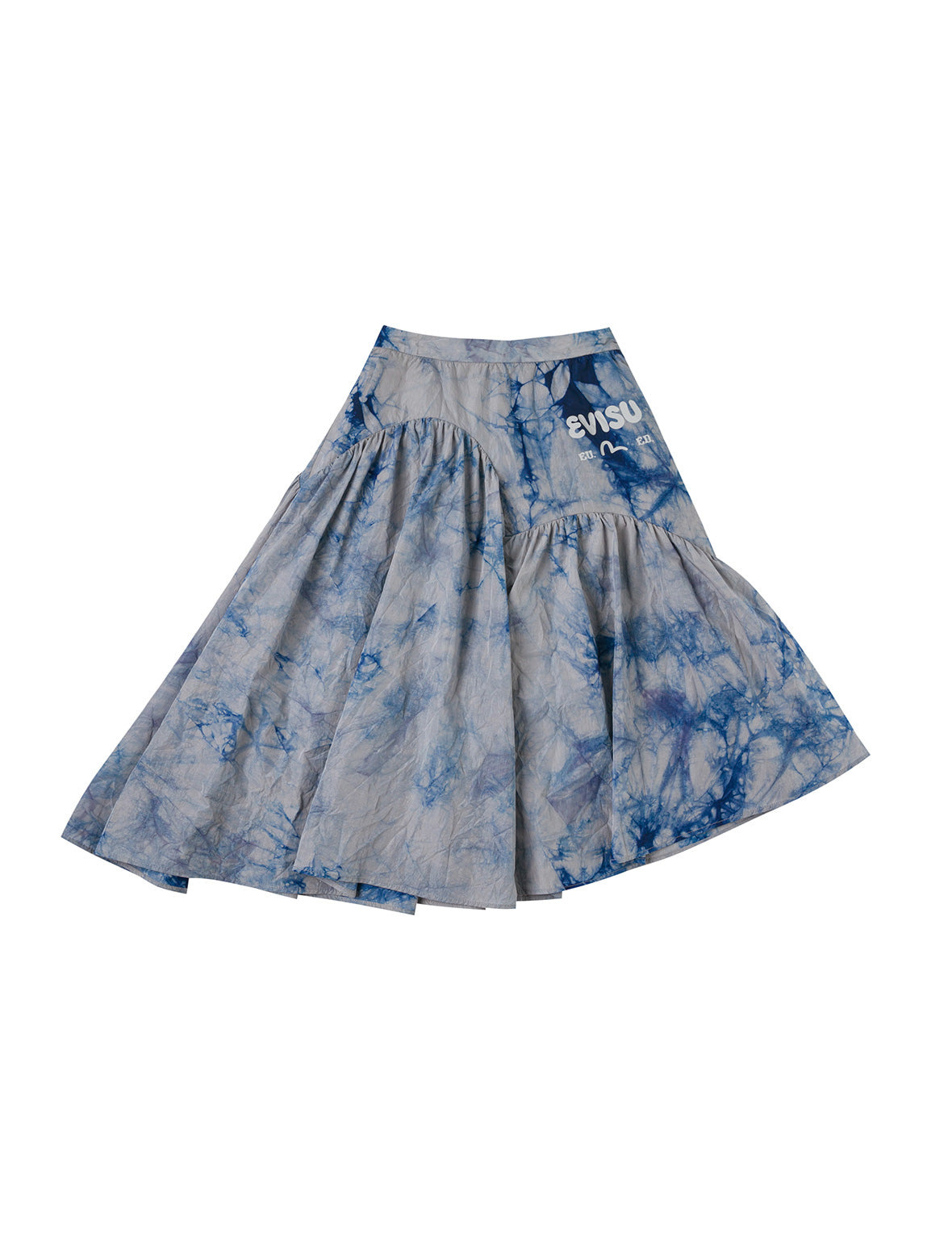 Tie-dye Seagull-inspired Asymmetrical Ruffles Oversized Midi Skirt - 10