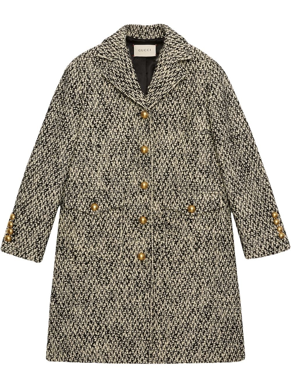 tweed single-breasted coat - 1