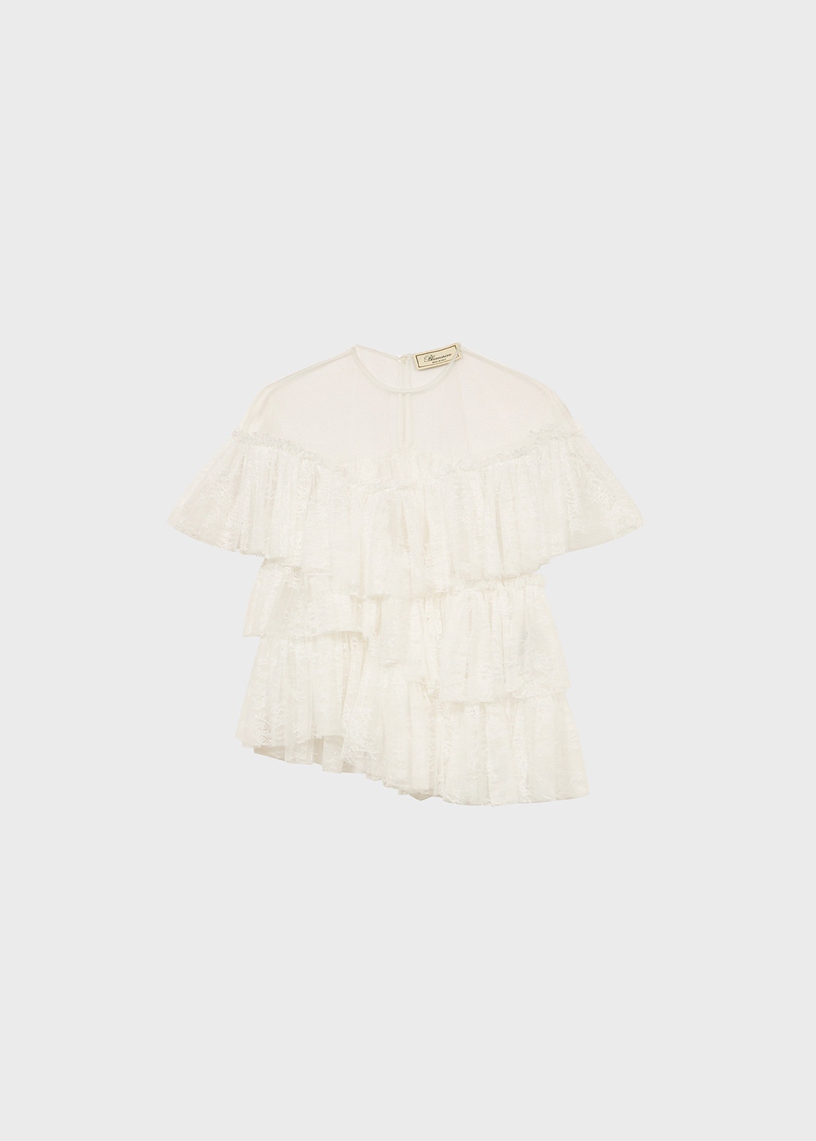 TULLE AND LACE BLOUSE WITH RUFFLES - 1