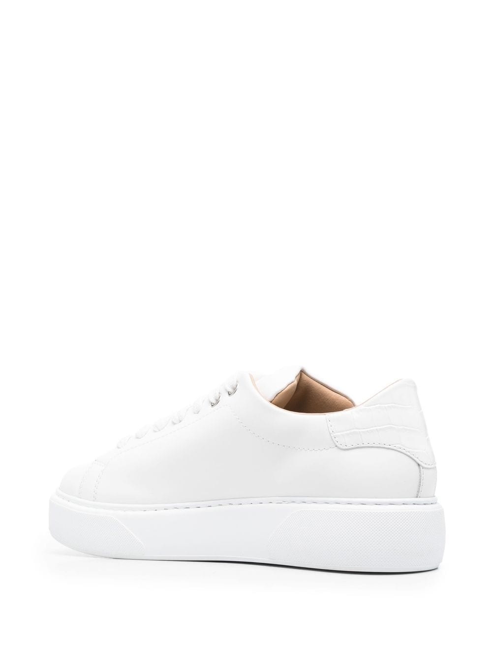 logo-plaque leather sneakers - 4