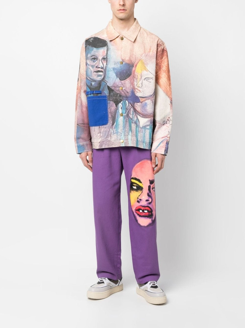 KidSuper graphic-print corduroy cotton trousers outlook