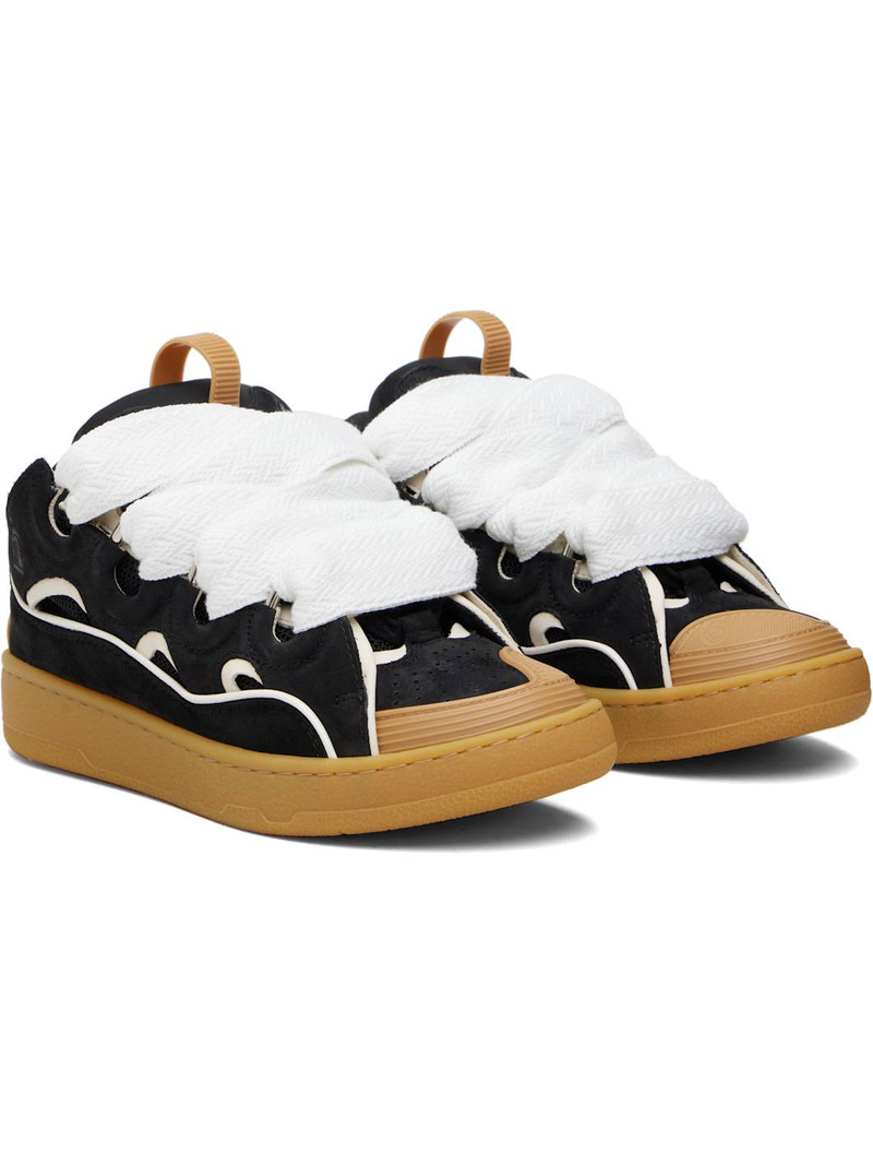 Black & Tan Curb Leather Sneakers 4
