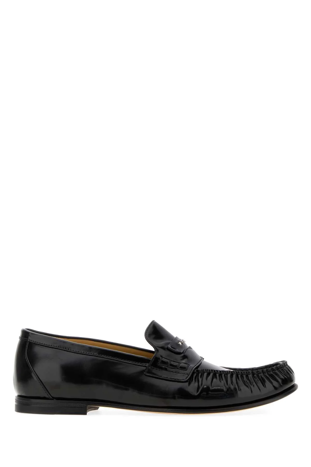 Fendi Men Black Leather Fendi Scrunch Loafers - 1