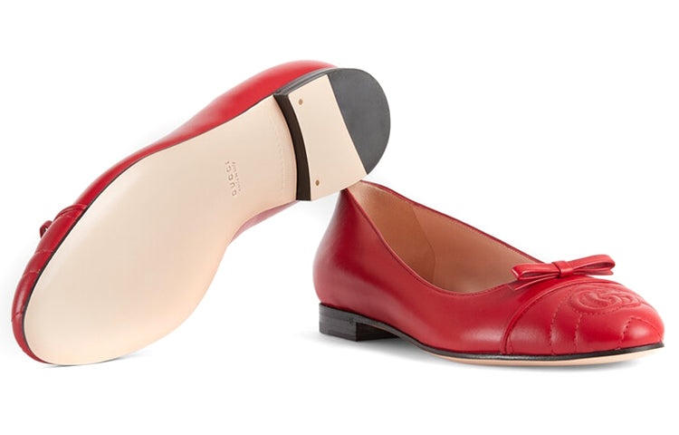 (WMNS) Gucci Ballet Flat With Double G Leather 'Red' 680878-BKO60-6549 - 6
