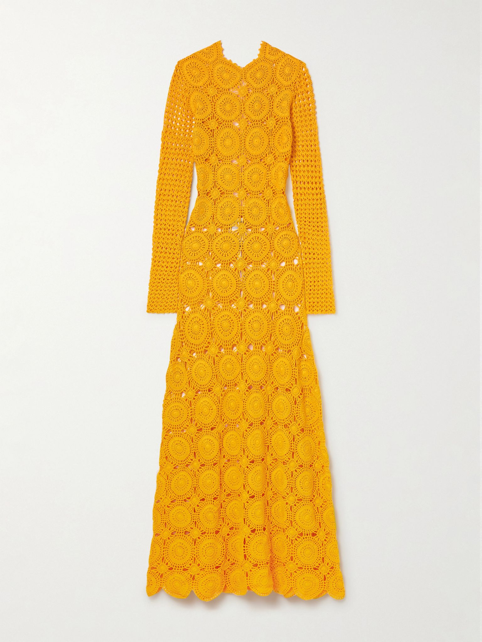 Siula crocheted organic cotton maxi dress Mustard - 1