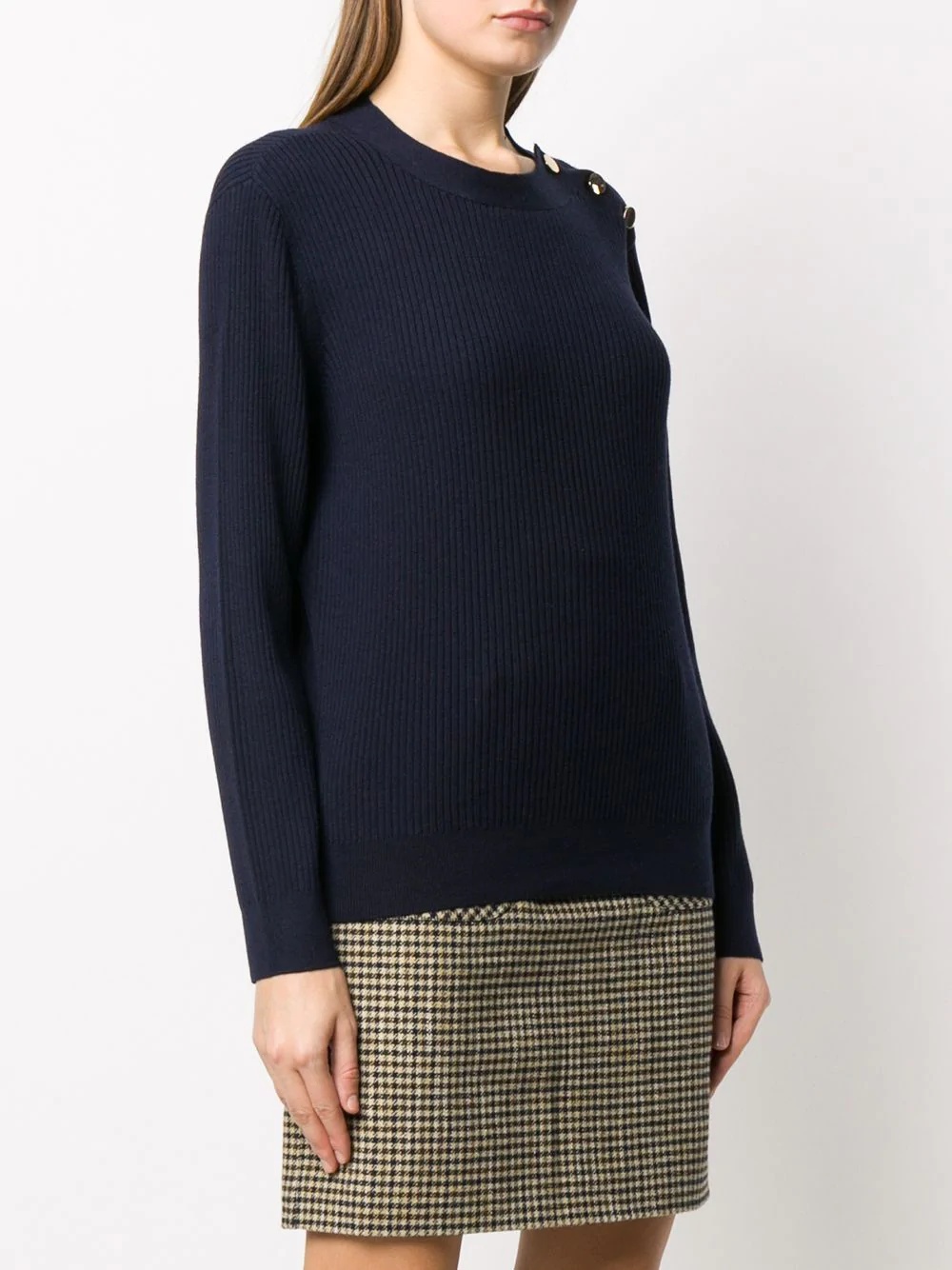 shoulder-button ribbed jumper - 3