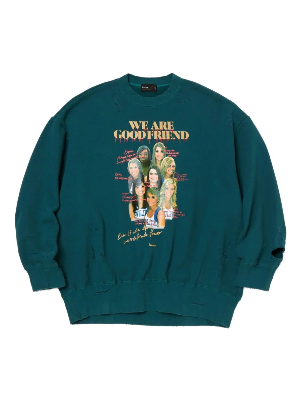 graphic-print distressed sweatshirt - 1