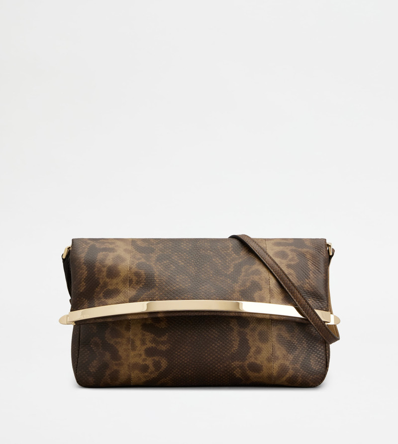 TOD'S MAGENTA BAG FLAP BAG IN REPTILE SMALL - BROWN 1