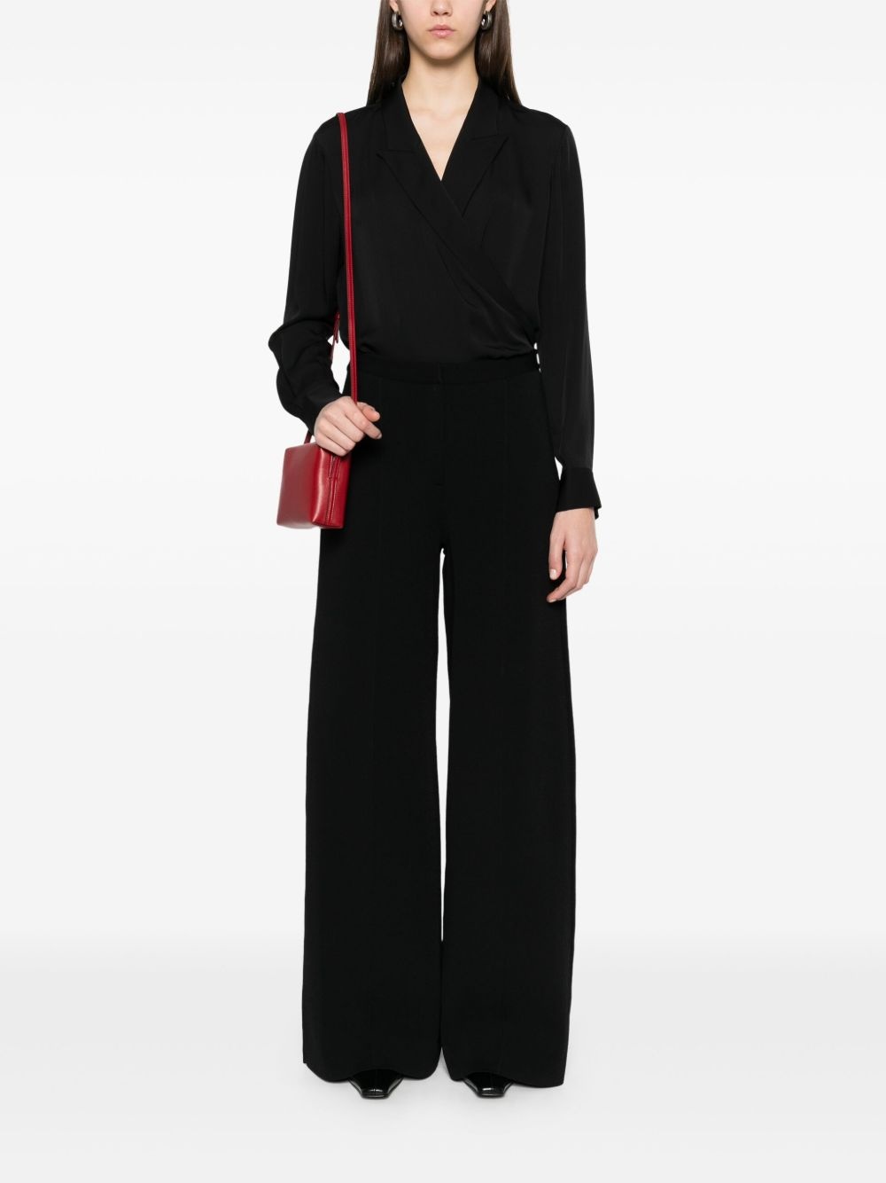 peak-lapel wrap blouse - 2