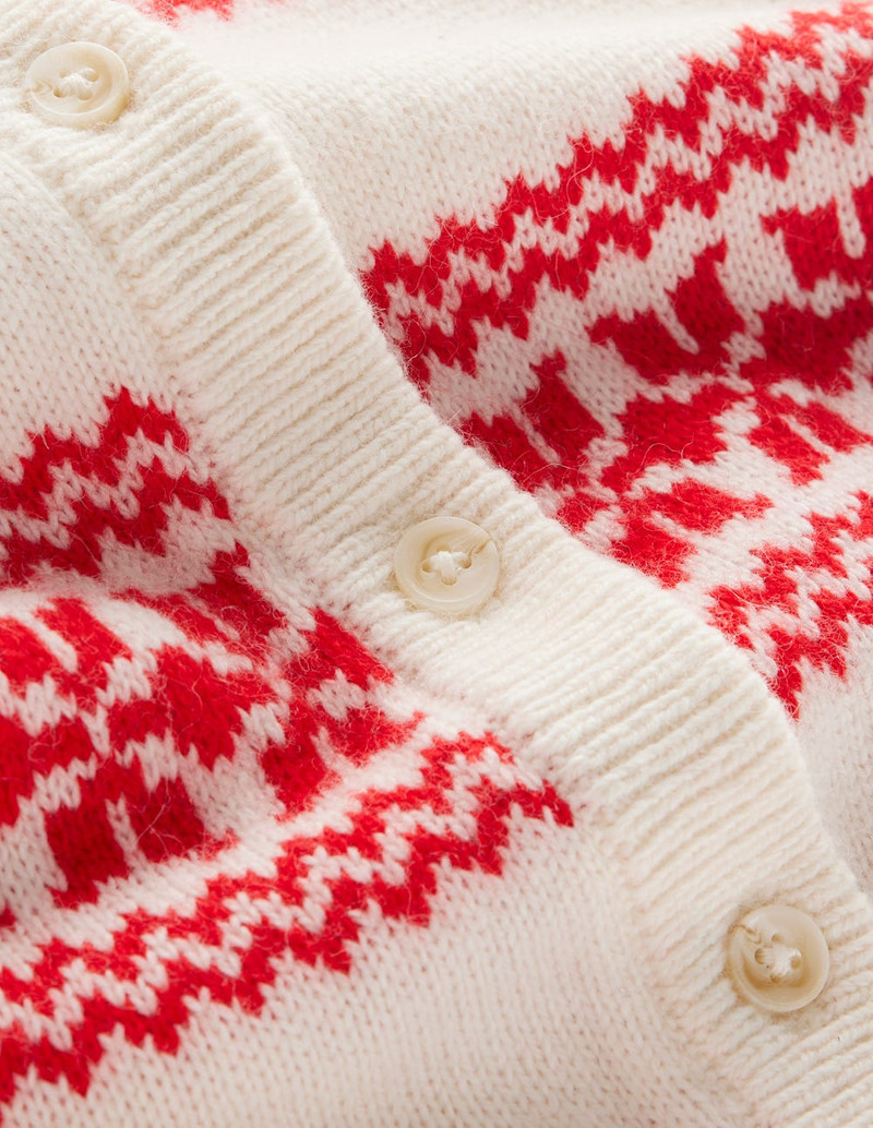 Edie Fair Isle Knitted Shirt-Warm Ivory, Red Fair Isle 1