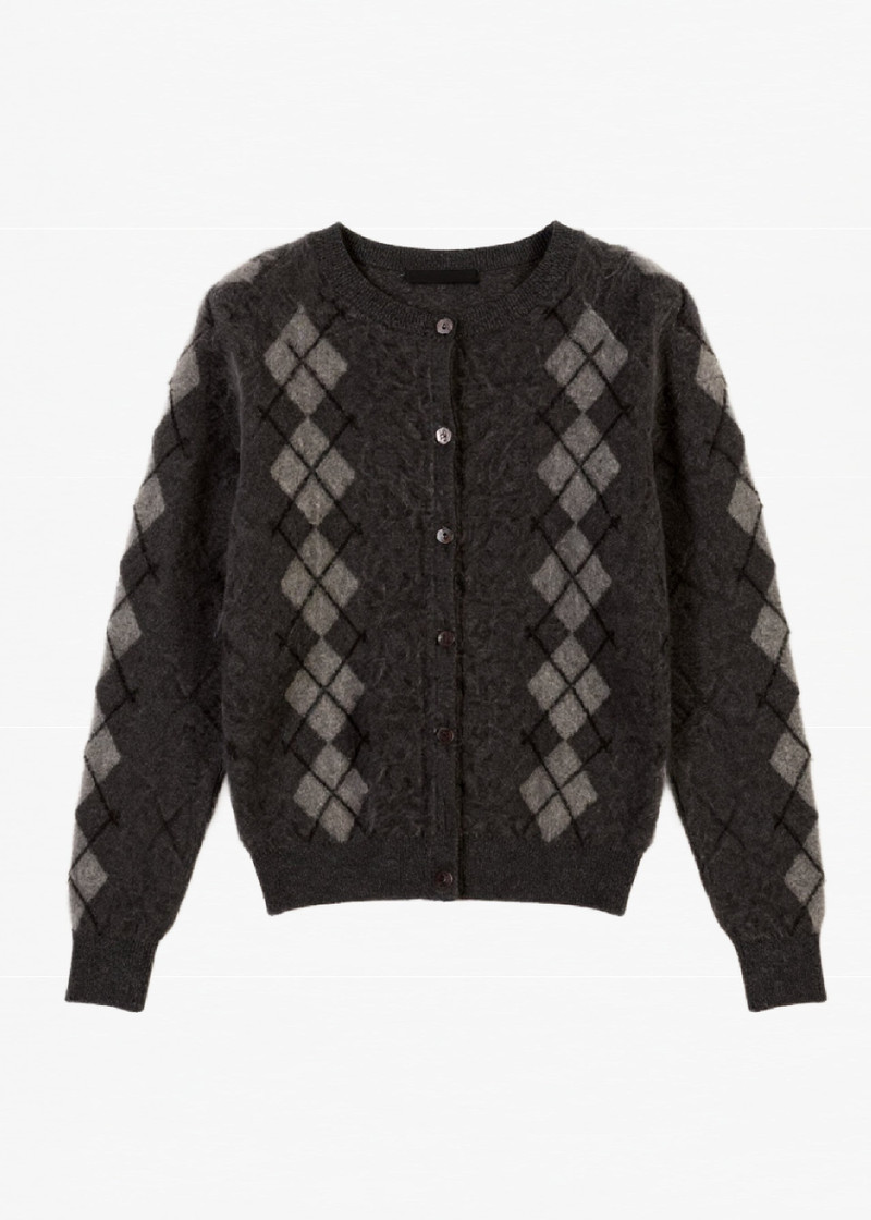 DORIAN CASHMERE CARDIGAN GRAY ARGYLE 5