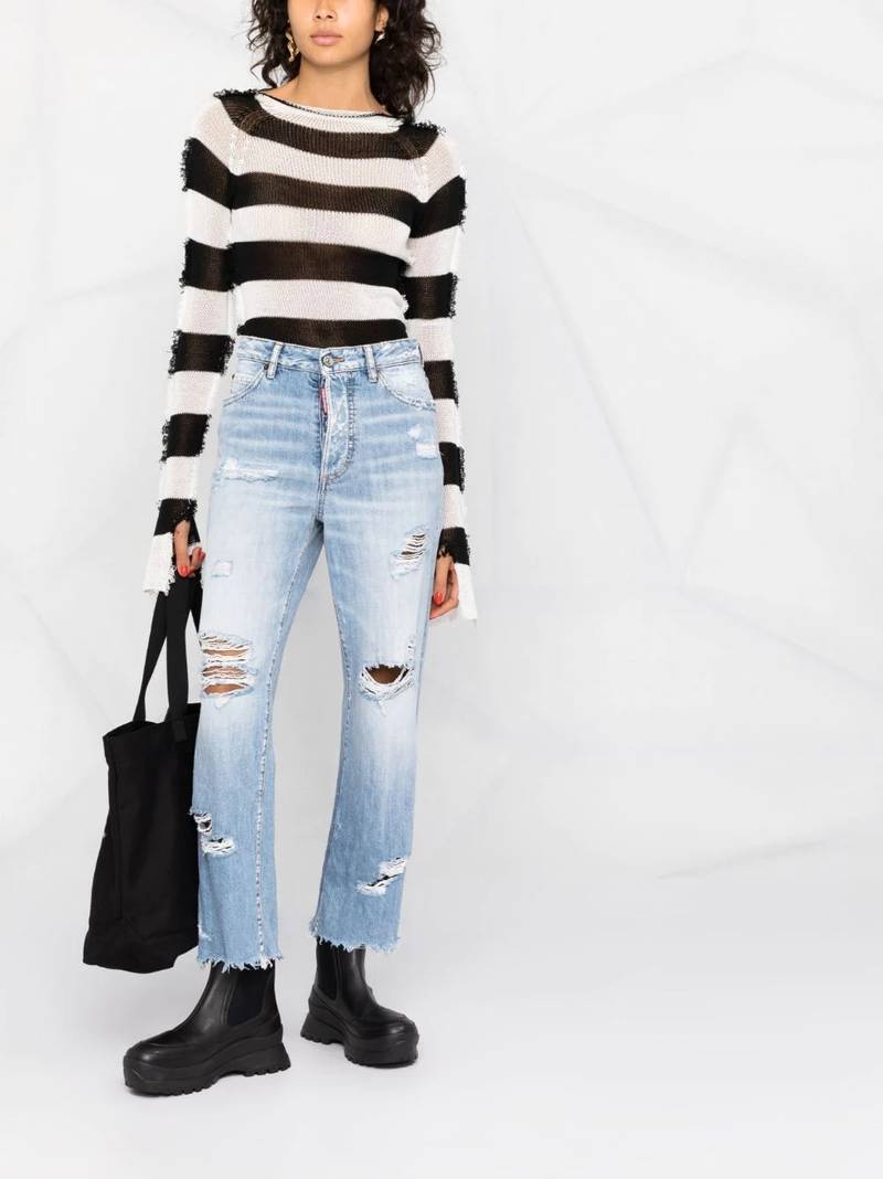 DSQUARED2 distressed straight-leg jeans outlook