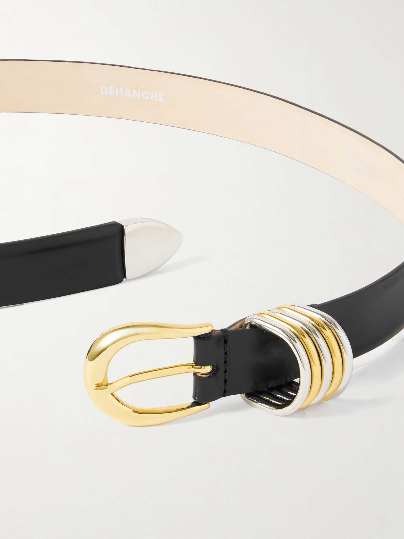 Hollyhock embellished leather belt Black - 3