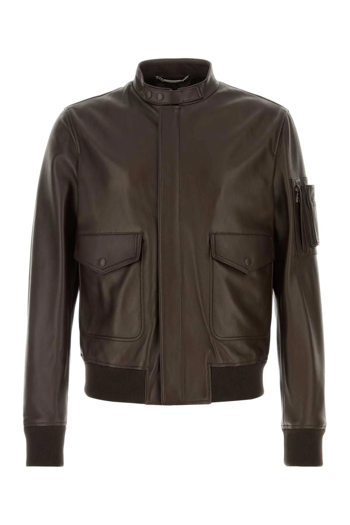 Dolce & Gabbana Men Brown Leather Jacket - 1