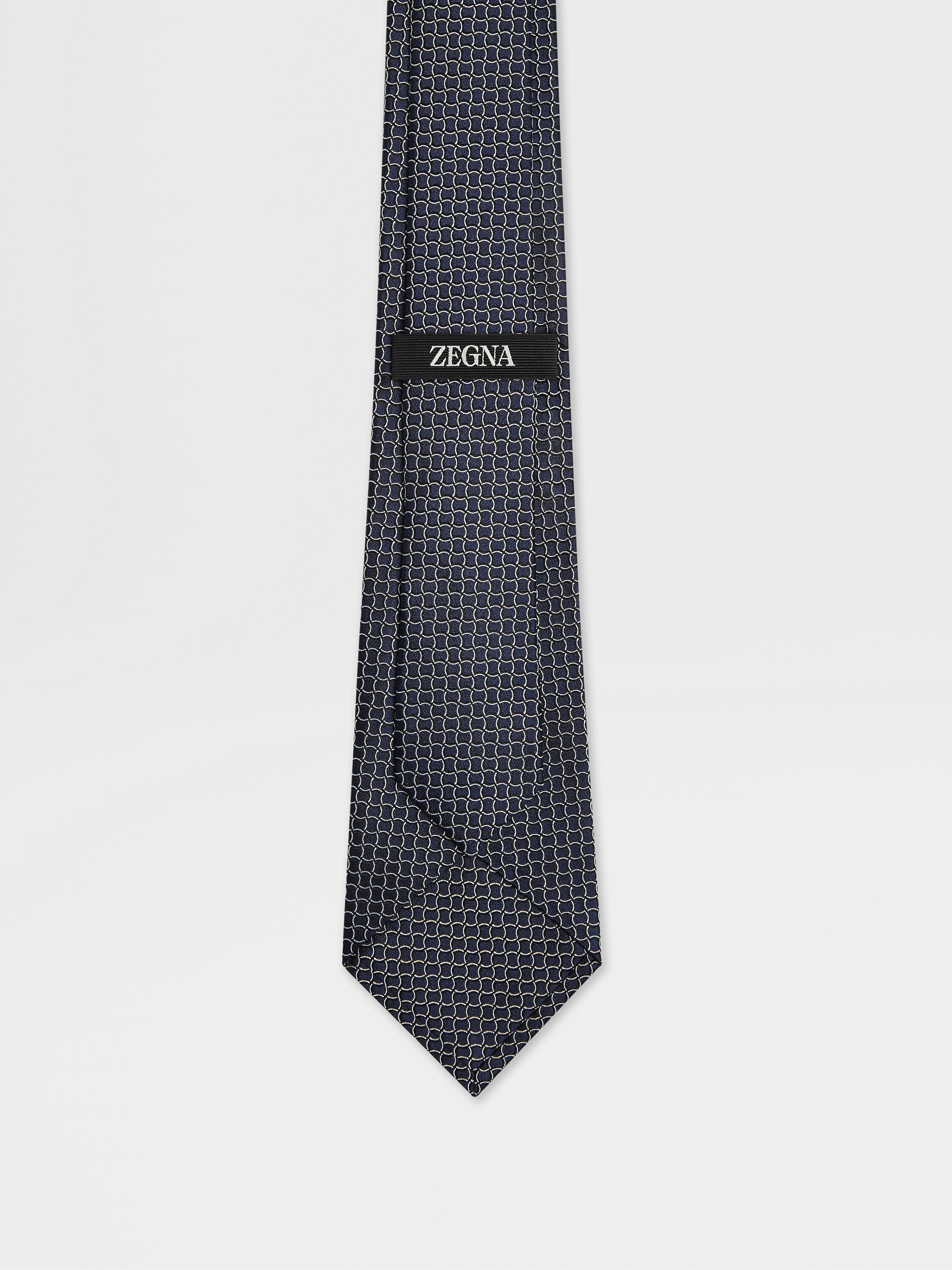DARK BLUE SILK TIE - 3