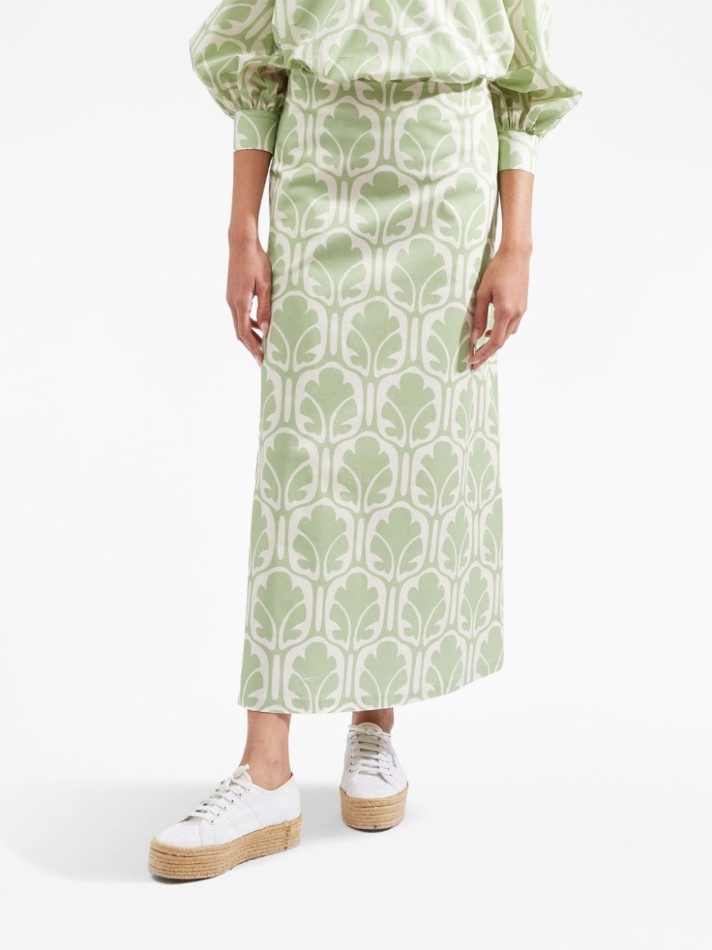mid-rise printed midi A-line skirt - 2