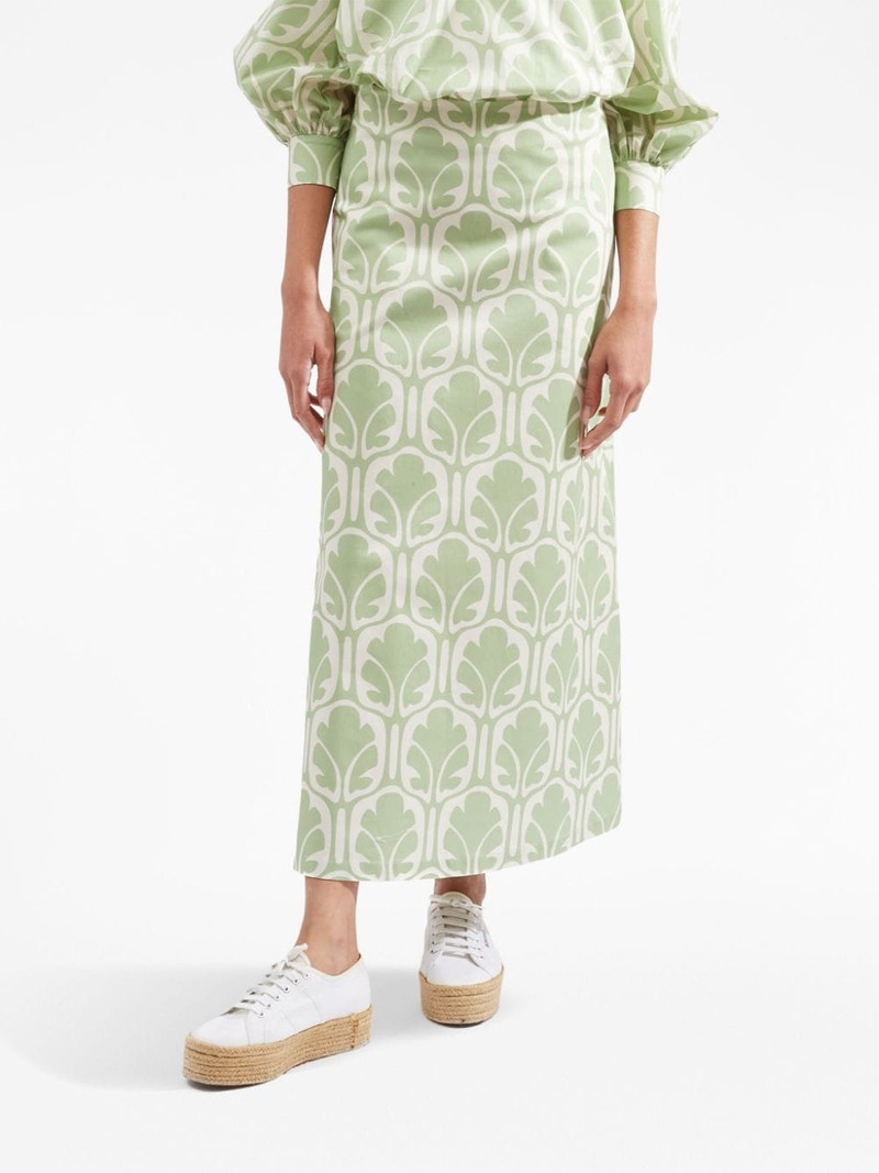 La DoubleJ mid-rise printed midi A-line skirt outlook
